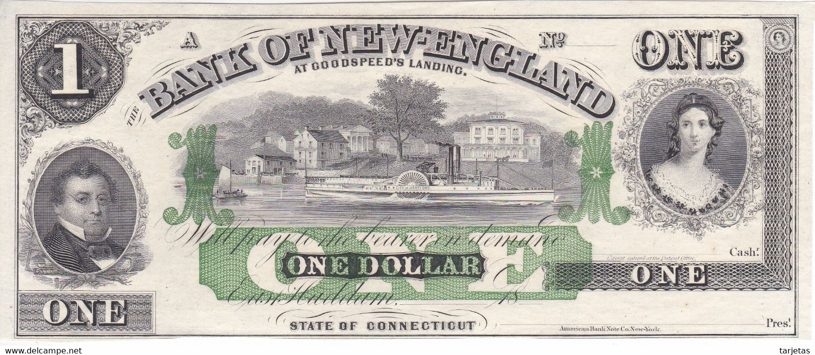 BILLETE DE ESTADOS UNIDOS DE 1 DÓLLAR (BANKNOTE) BANK OF NEW ENGLAND - Biljetten Van De Verenigde Staten (1862-1923)