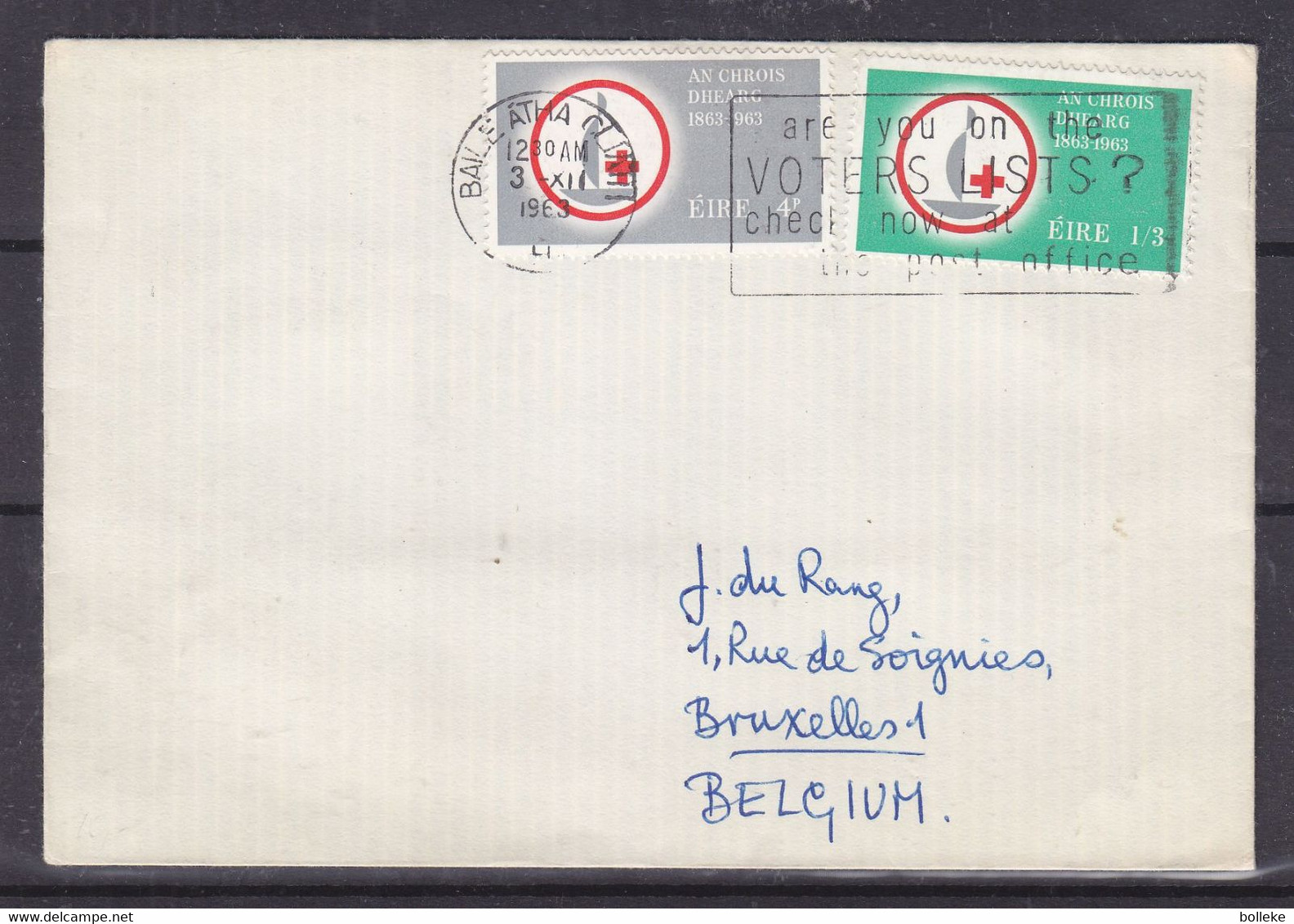 Croix Rouge - Irlande - Lettre De 1963 - Oblit Baile Atha Cliath - Storia Postale