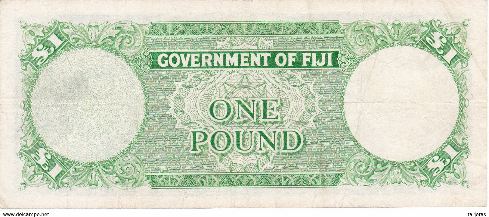 BILLETE DE FIJI DE 1 POUND DEL AÑO 1965    (BANKNOTE) - Fidschi