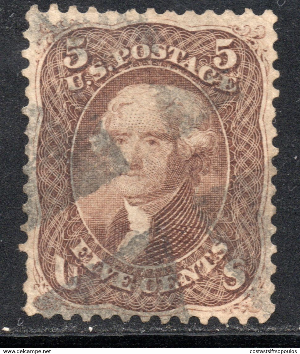 1161.USA.1861-1863 5 C. JEFFERSON,NICE SHADE AND CENTERING,SMALL REPAIRED TEAR UPPER SIDE. - Used Stamps