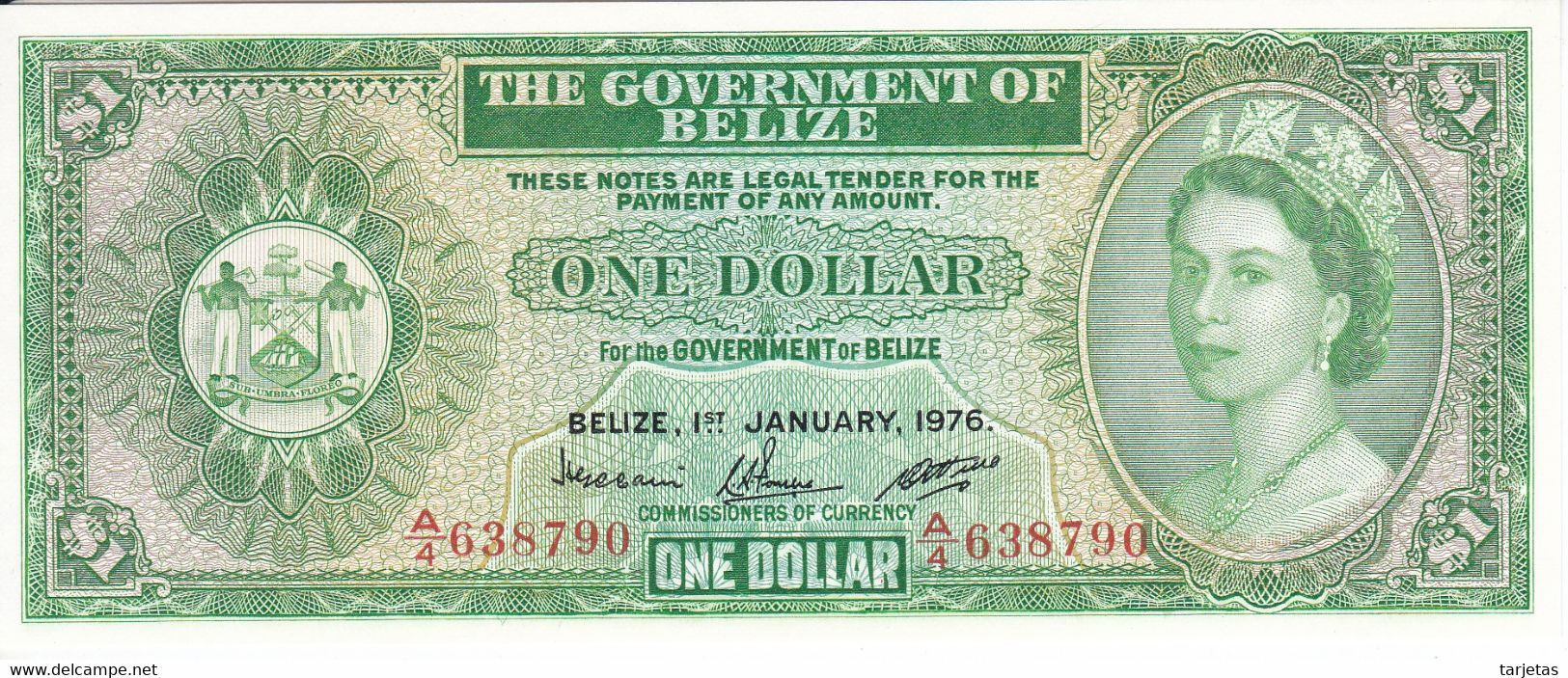 BILLETE DE BELICE DE 1 DOLLAR DEL AÑO 1976 SIN CIRCULAR (UNC) (BANKNOTE) - Belize