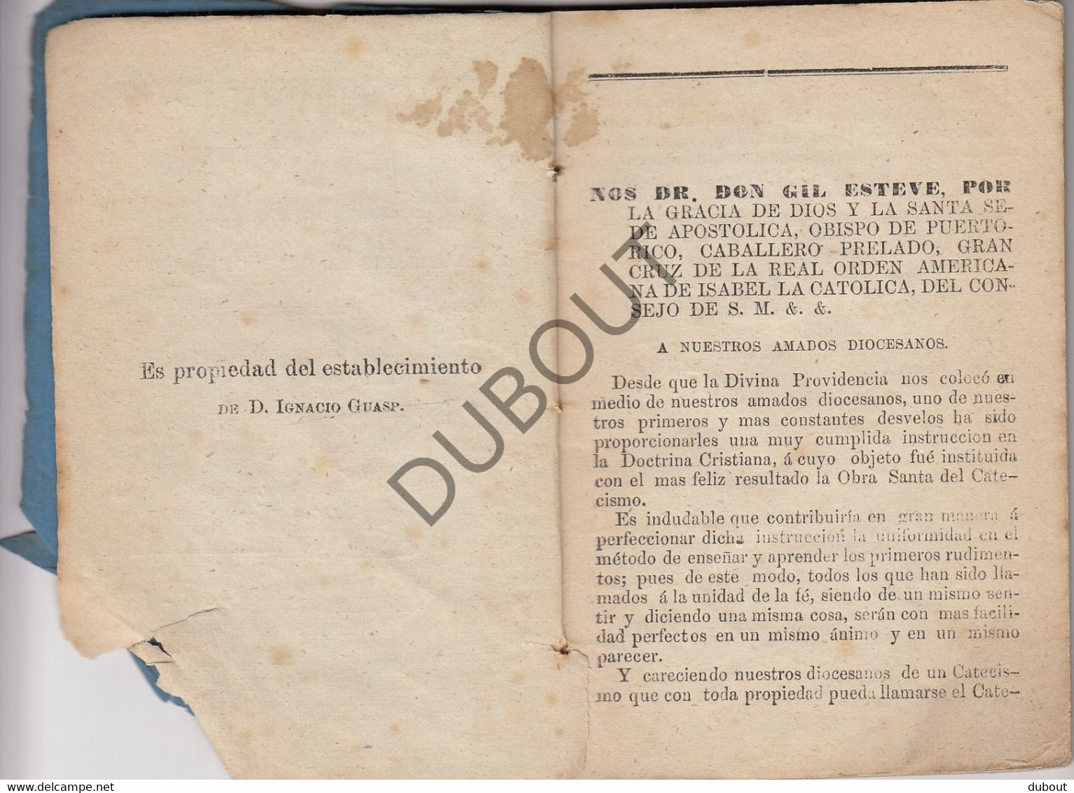 Catecismo - D. Gil Esteve - 1868 - Printed In  Puerto-Rico!! (W164) - Filosofía Y Religión