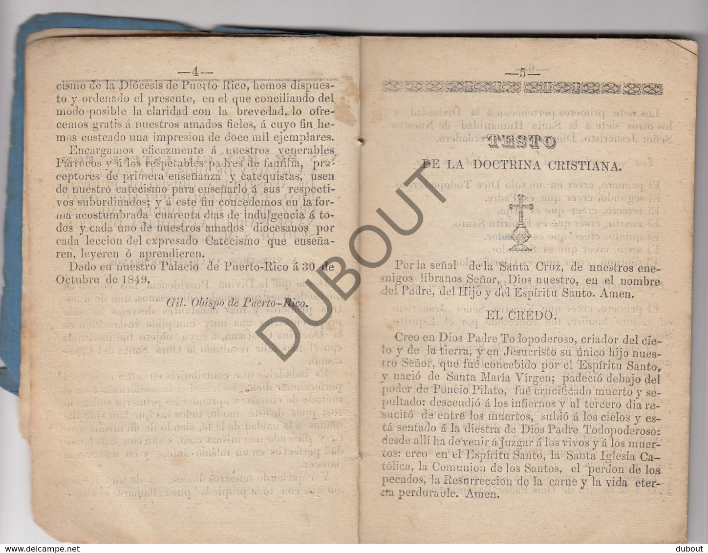 Catecismo - D. Gil Esteve - 1868 - Printed In  Puerto-Rico!! (W164) - Filosofía Y Religión