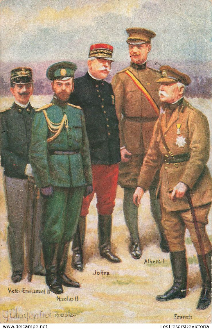 CPA Personnages Politiques - Nicolas II - Joffre - Albert I - Victor Emmanuel III - Katz - People