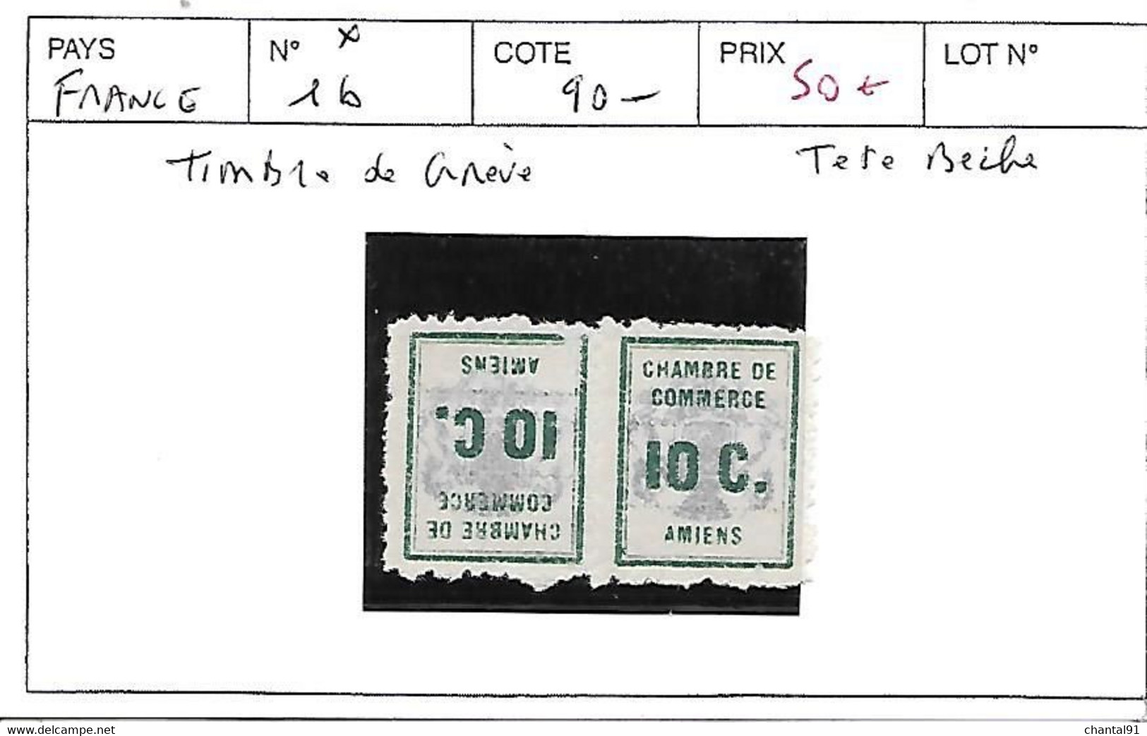 FRANCE N° 1b * TIMBRE DE GREVE TETE BECHE - Timbres