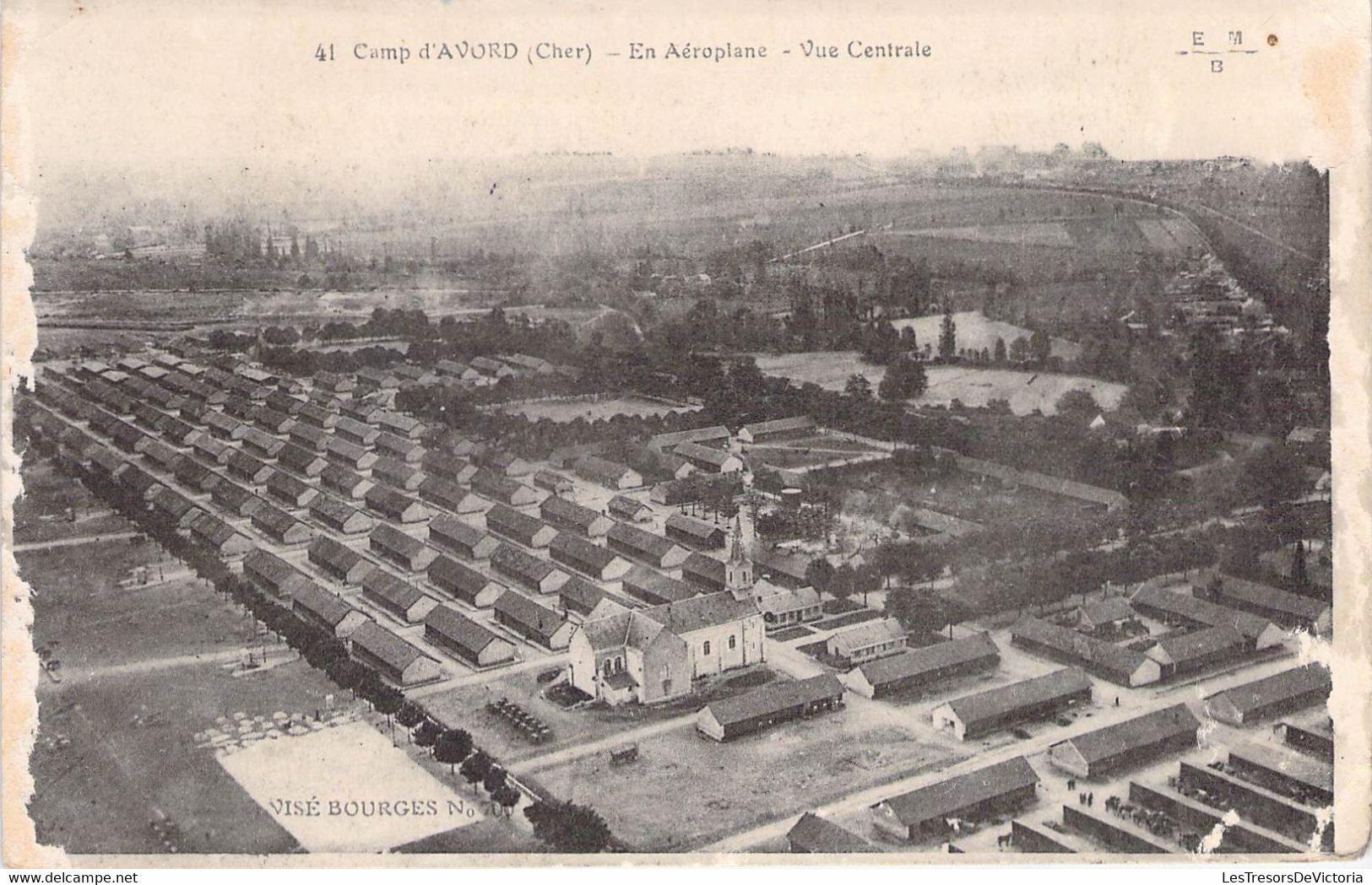 CPA France - Cher - Camp D'Avord - En Aéroplane - Vue Centrale - Eglise - Lettre Militaire - Visé Bourges N 700 - Avord