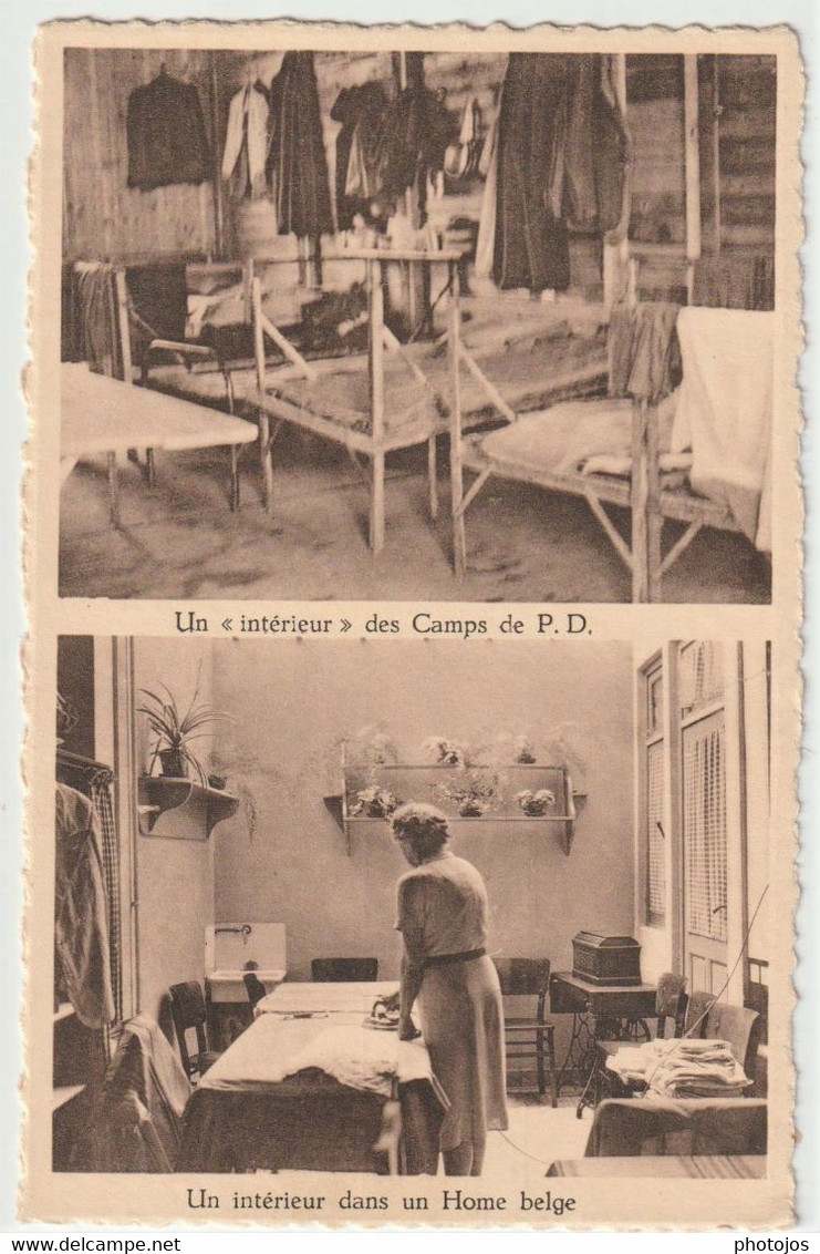 Carte Postale Huy ( Belgique)  Les Camps Pour Personnes Déplacées  Une Chambre   Travaux Ménagers Femme Qui Repasse - Hoei