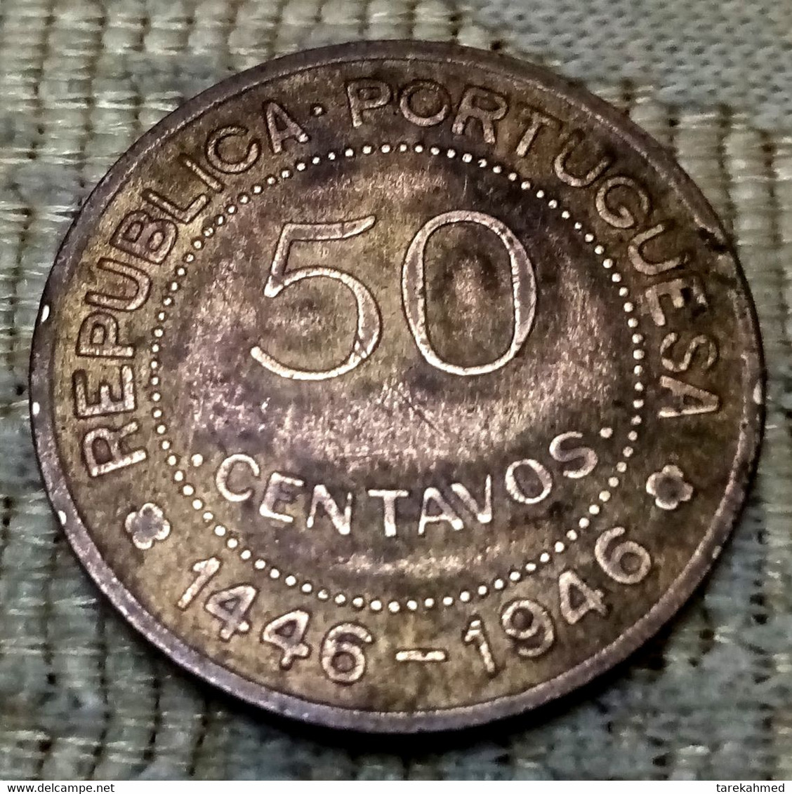 Guinea-Bissau , 1946 , Rare 50 Centavos , KM# 6, Commemorative Issue , 500th Anniversary Of Discovery , Perfect Gomaa. - Guinea-Bissau