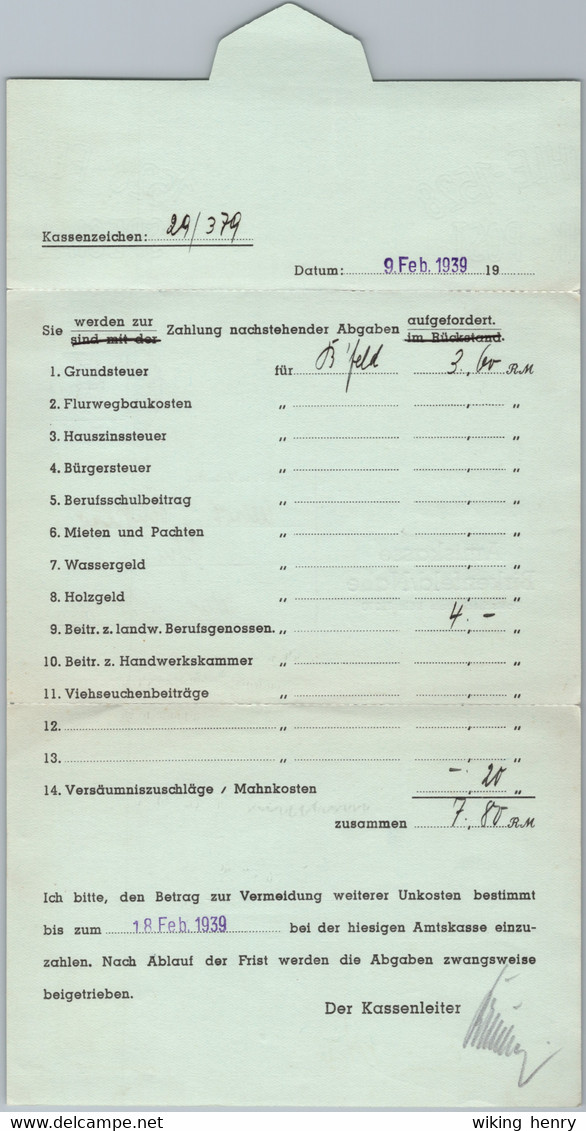Birkenfeld Nahe - Faltbrief Der Amtskasse 1939 - Birkenfeld (Nahe)