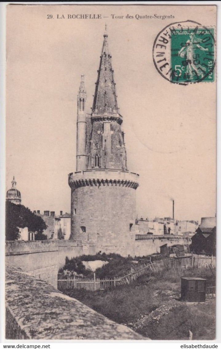 1911 - VIGNETTE De LA ROCHELLE (CHARENTE INF.) Sur CP => CONSTANTINOPLE CACHET RARE BUREAU ITALIEN !! (TURQUIE) - Lettere