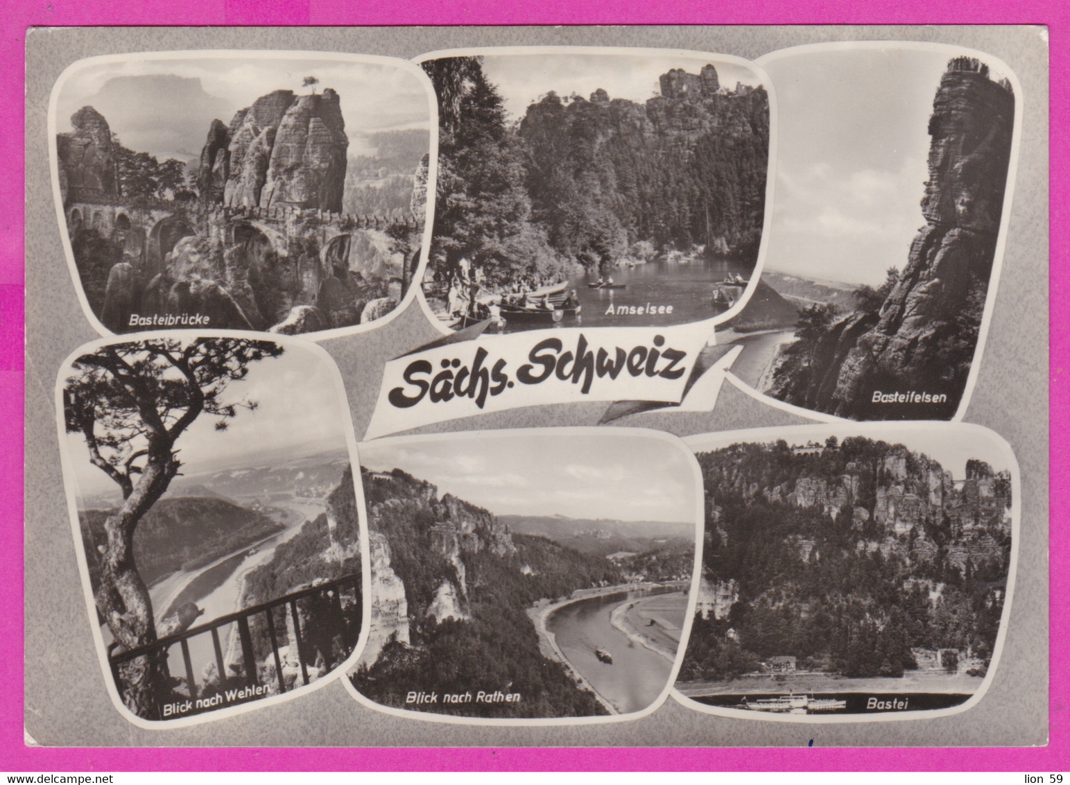 283484 / Germany - Sächsische Schweiz - Basteibrucke River Wehlen Rathen Bastei Amselsee Boat Basteifelsen 1965 PC - Bastei (sächs. Schweiz)