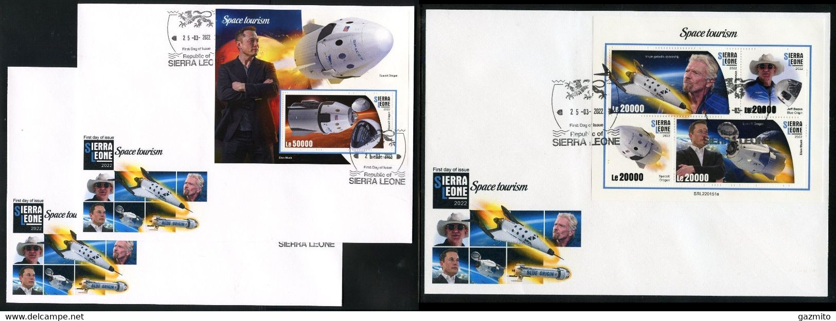 Sierra Leone 2022, Space Tourism, 4val In BF +2BF In 3FDC - Afrique