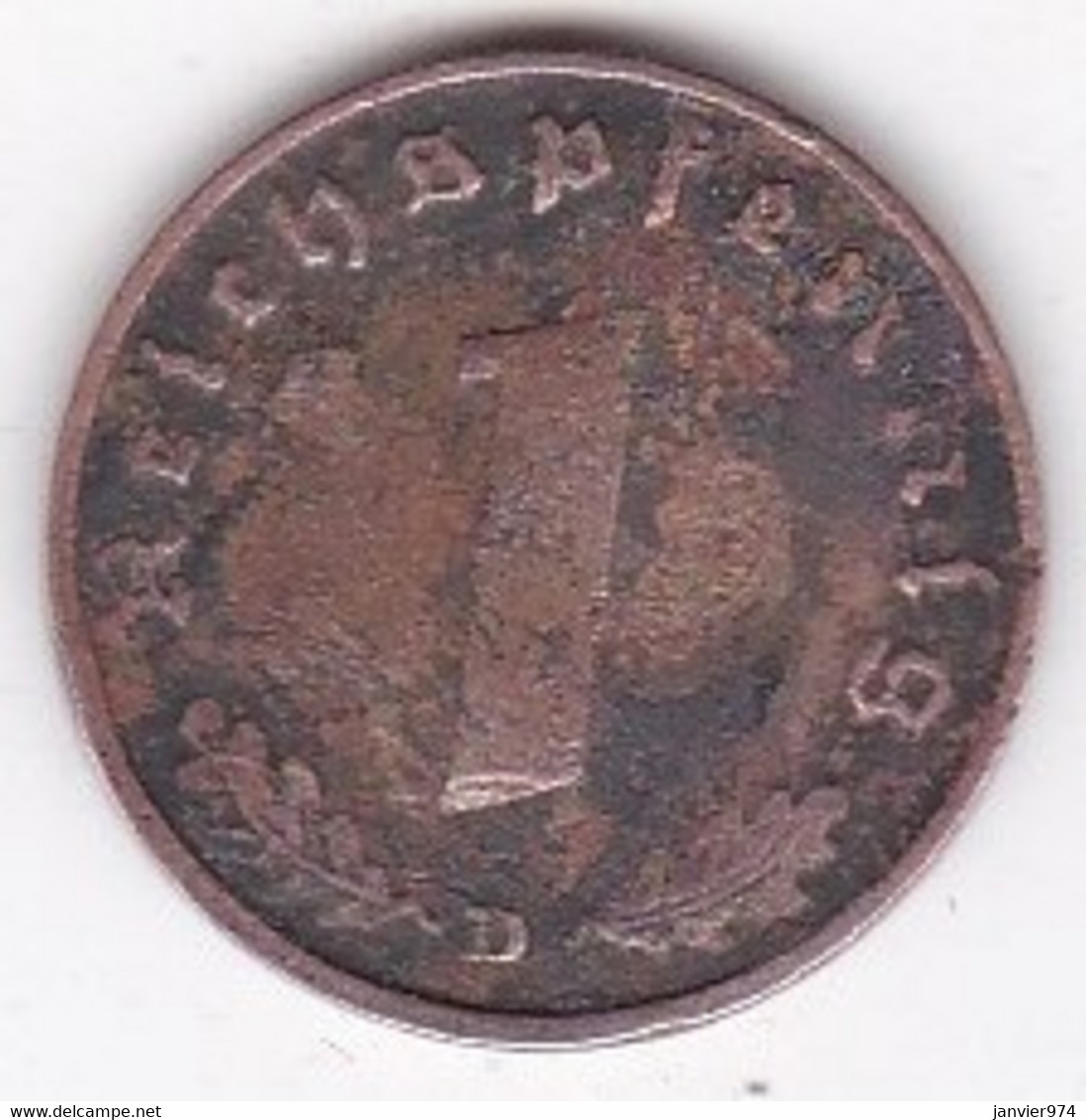 1 Reichspfennig 1937 D MUNICH , En Bronze, KM# 89 - 1 Reichspfennig