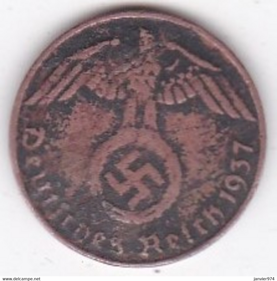 1 Reichspfennig 1937 D MUNICH , En Bronze, KM# 89 - 1 Reichspfennig