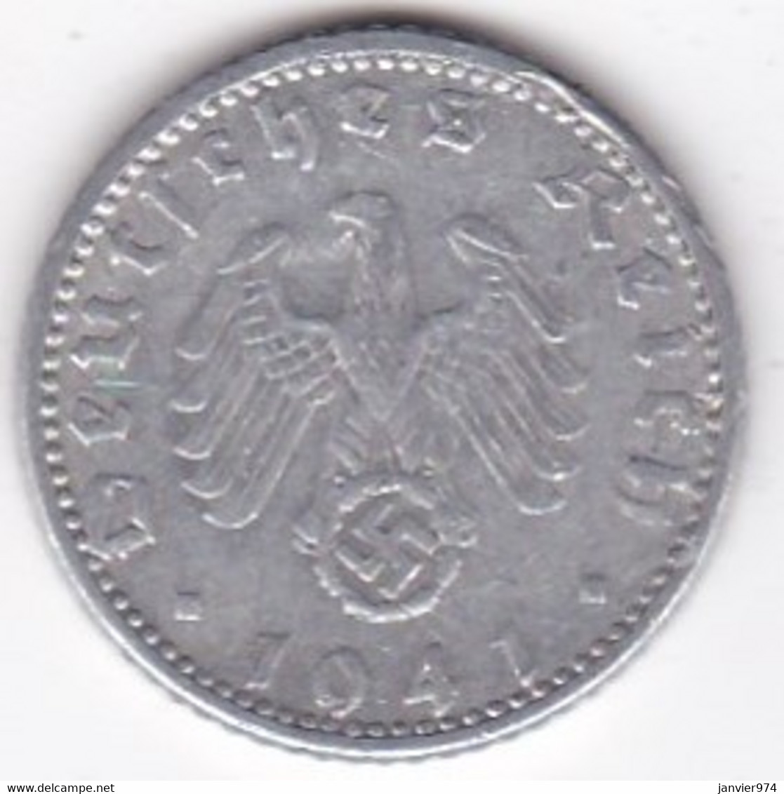 50 Reichspfennig 1941 D Munich, En Aluminium, KM# 96 - 50 Reichspfennig