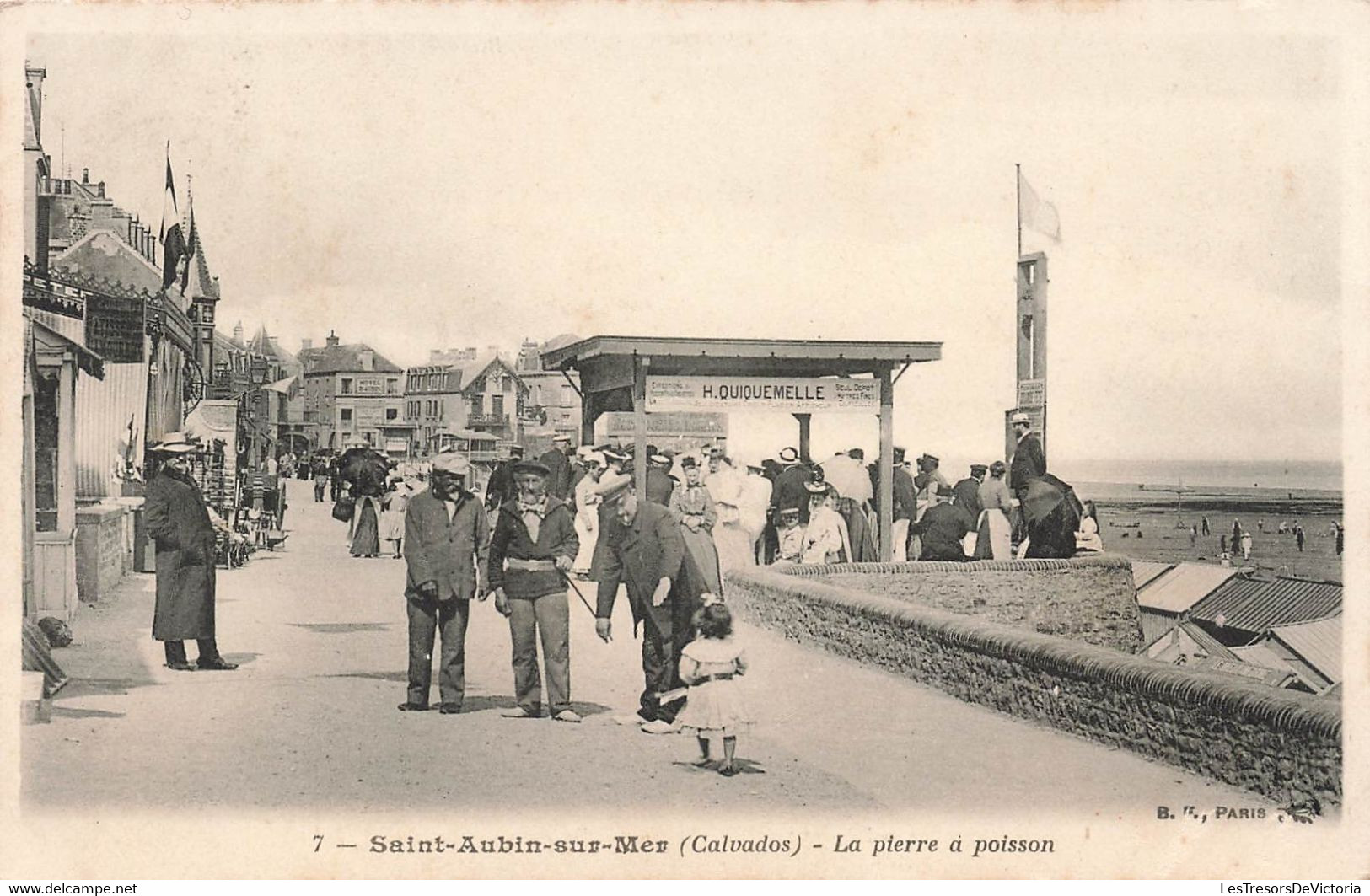 CPA Saint Aubin Sur Mer - La Pierre A Poisson - Tres Animé - H Quiquemelle - Saint Aubin