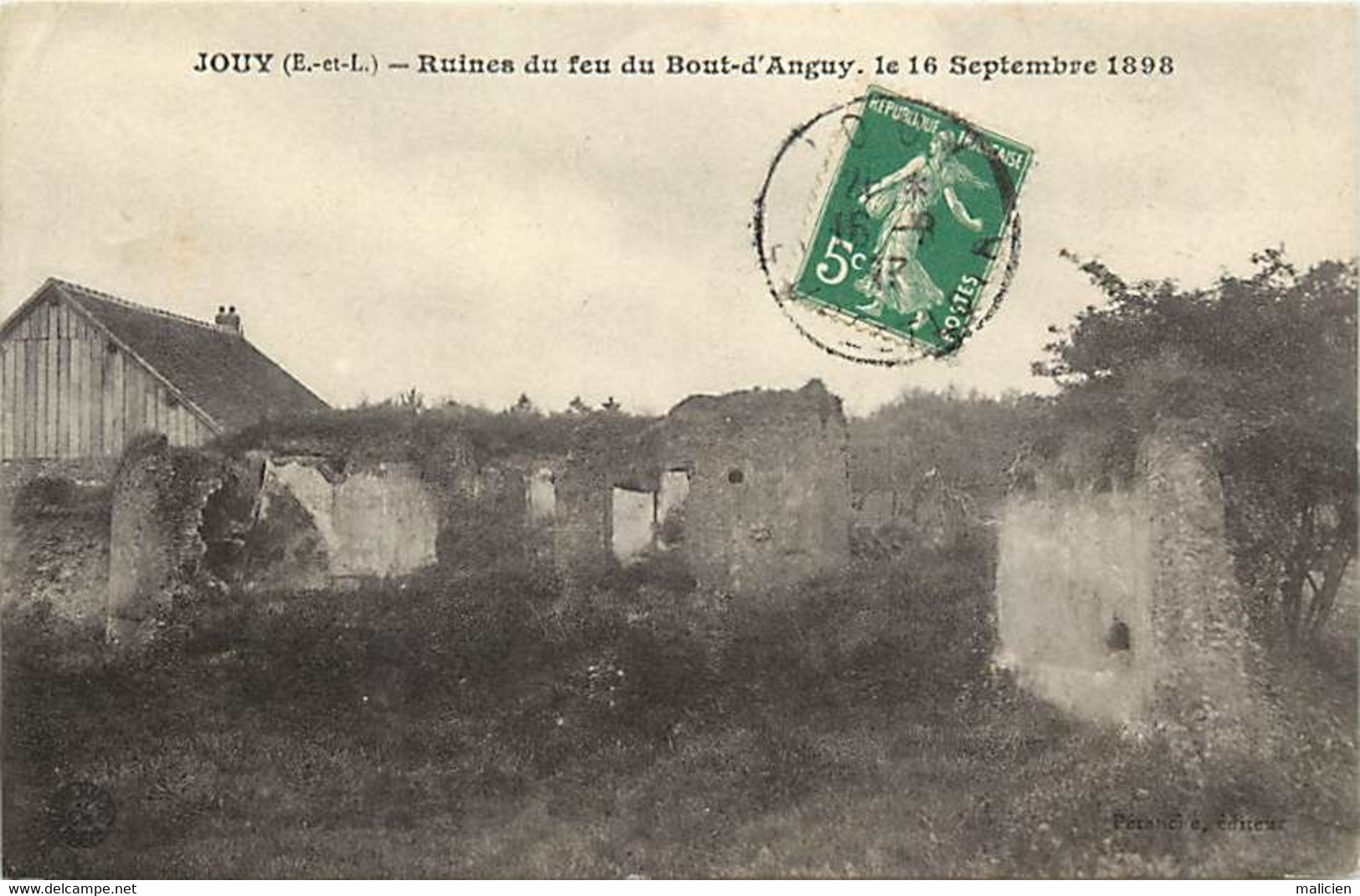- Dpts Div. -ref-BF730- Eure Et Loire - Jouy - Ruines Du Feu Du Bout D Anguy - 16 Septembre 1898 - Incendies - - Jouy