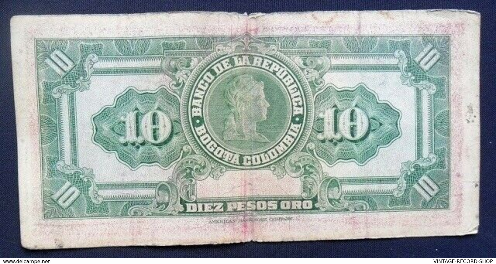 COLOMBIA BANKNOTE 10 PESOS ORO 1963 SERIE EE P389-CO 519 USA SELLER - Colombie