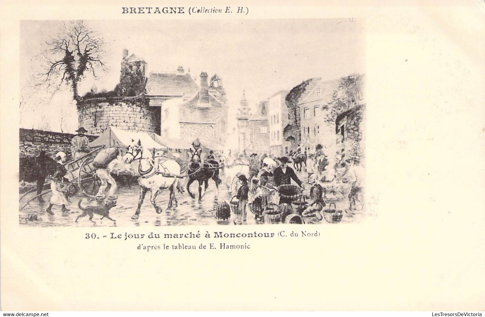 CPA France - Bretagne - Le Jour Du Marché à Montcontour - Côte Du Nord - D'Aprés Le Tableau De E. Hamonic - Coll. E. H. - Moncontour