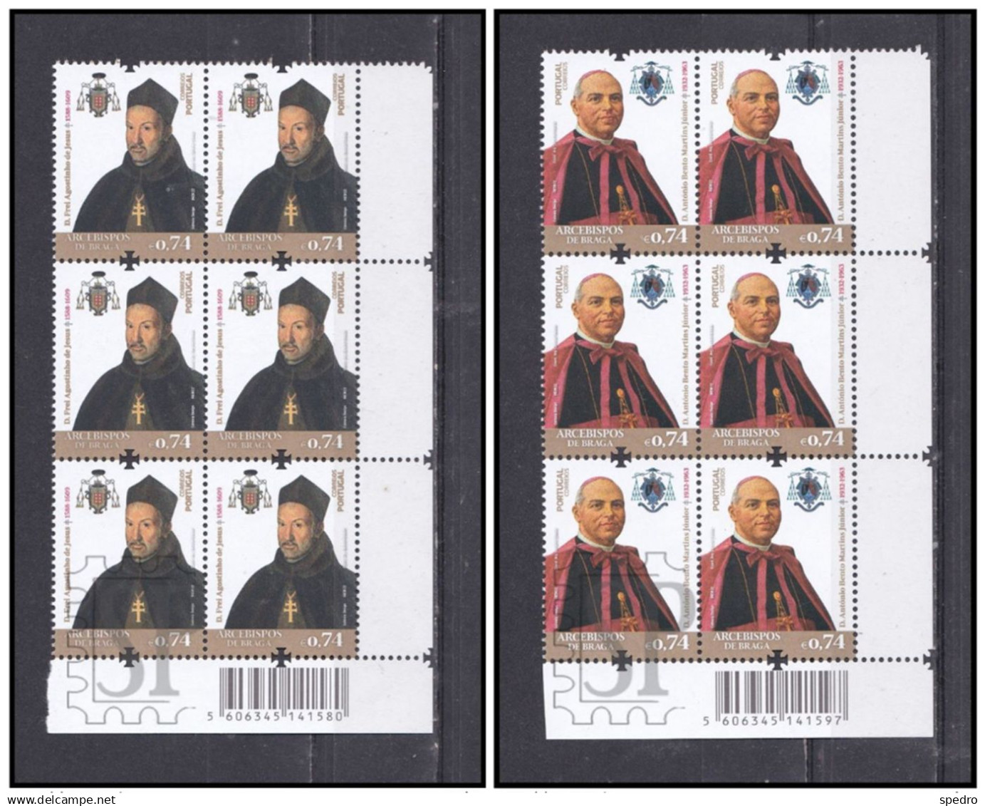 Portugal 2022 Arcebispos De Braga Religion Archbishops Archevêques D. António Bento Martins Júnior Corner Sheet Code - Full Sheets & Multiples