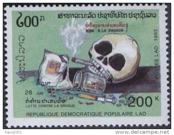 Anti Drugs, Smoking, Skull, Cigarette, Drugs, Health MNH Laos - Droga