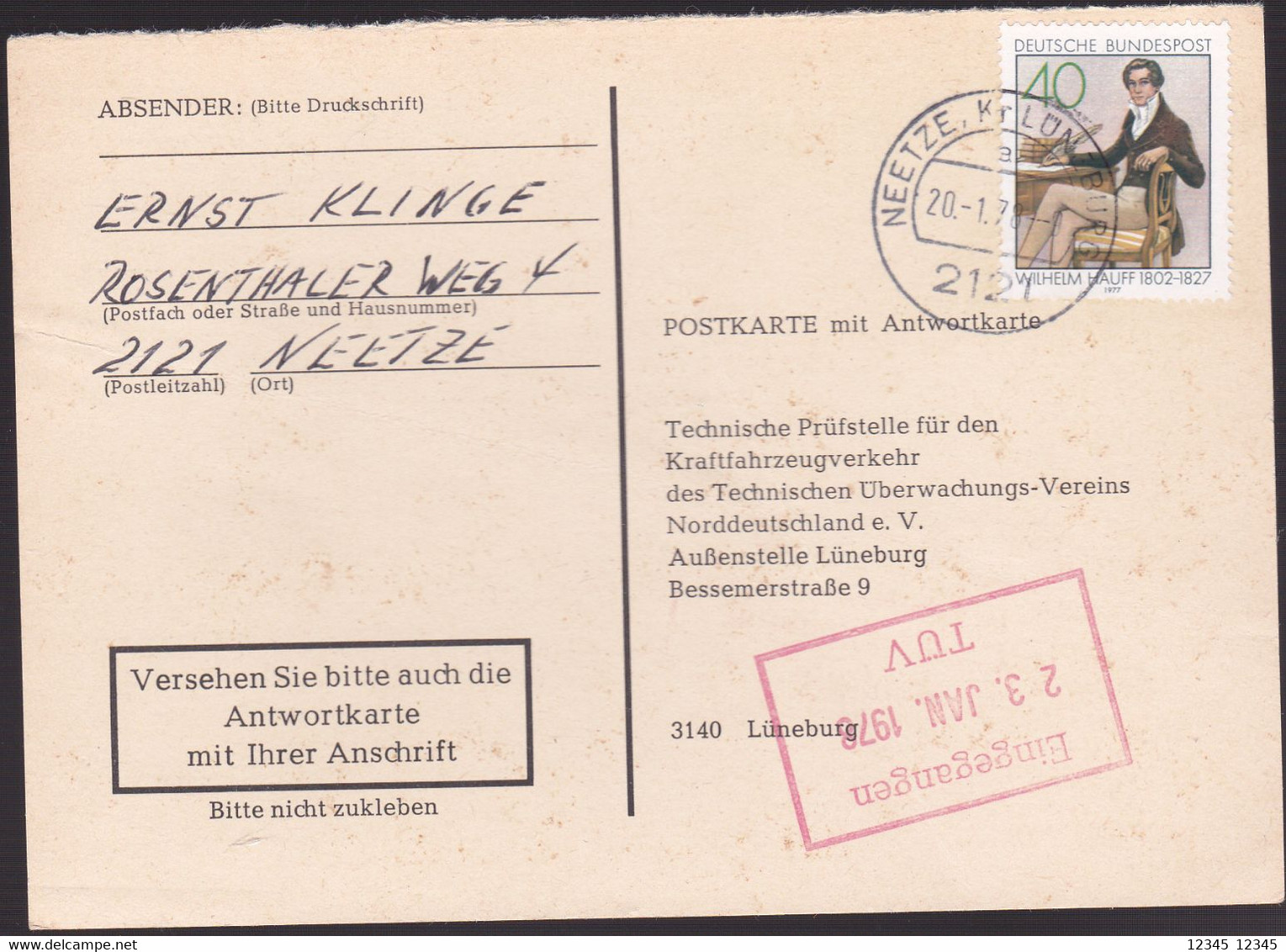 Duitsland 1978, Abstempelung Neetze Kr. Lüneburg - Postkarten - Gebraucht