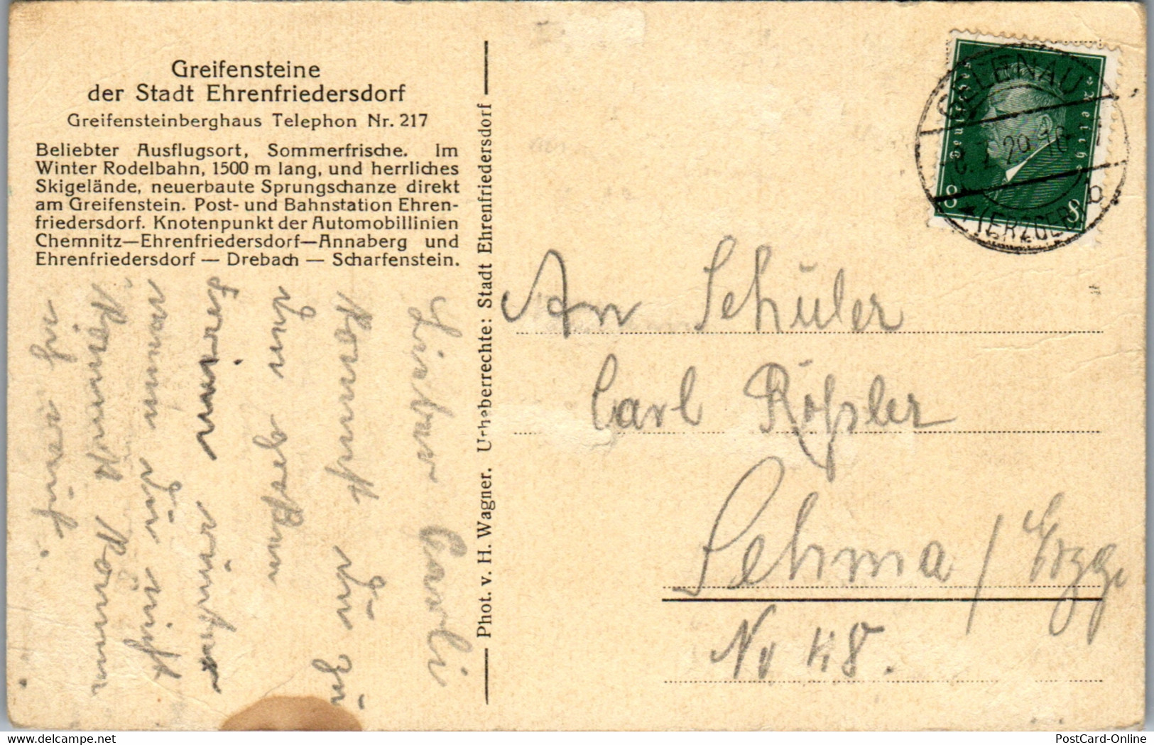 38917 - Deutschland - Ehrenfriedersdorf , Greifensteine - Gelaufen 1929 - Ehrenfriedersdorf