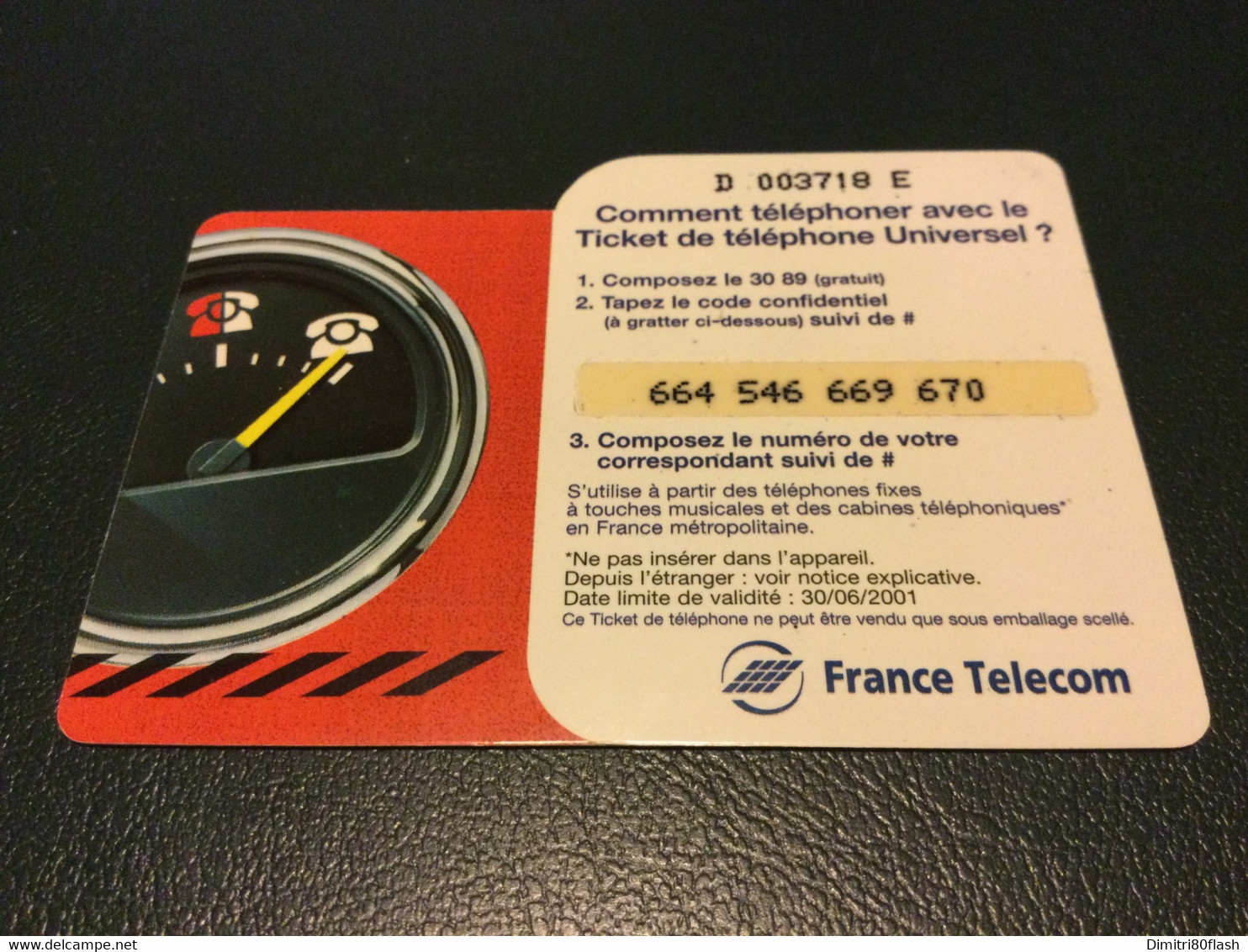 TICKET TÉLÉPHONE UNIVERSEL 100F Utilisé Luxe Série D/E Code 3/3/3/3 30/06/2001 Cote 160€. - Biglietti FT