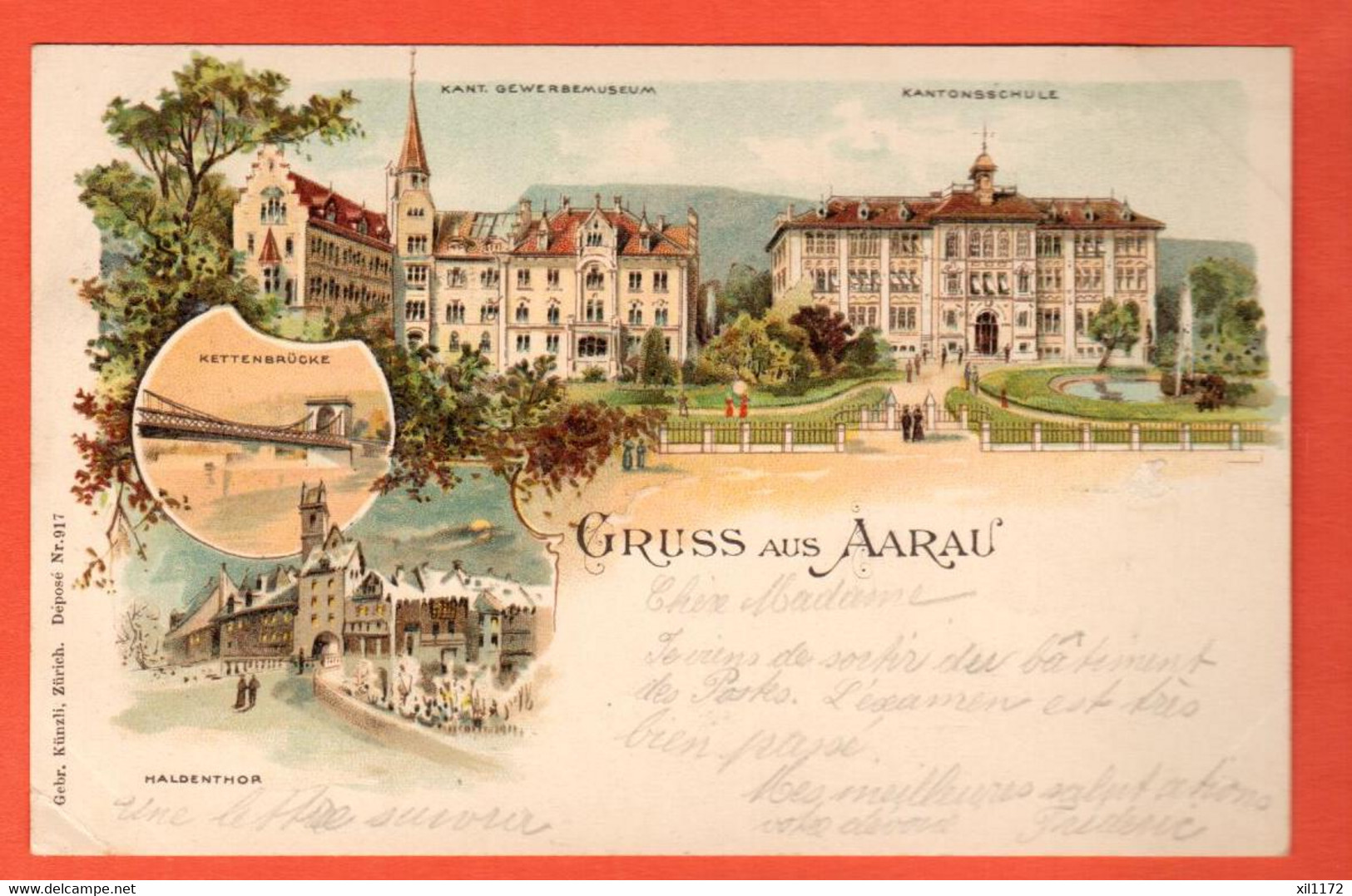 EAGR-02  Gruss Aus Aarau  Gelaufen Von MURI Aargau In 1899 - Aarau