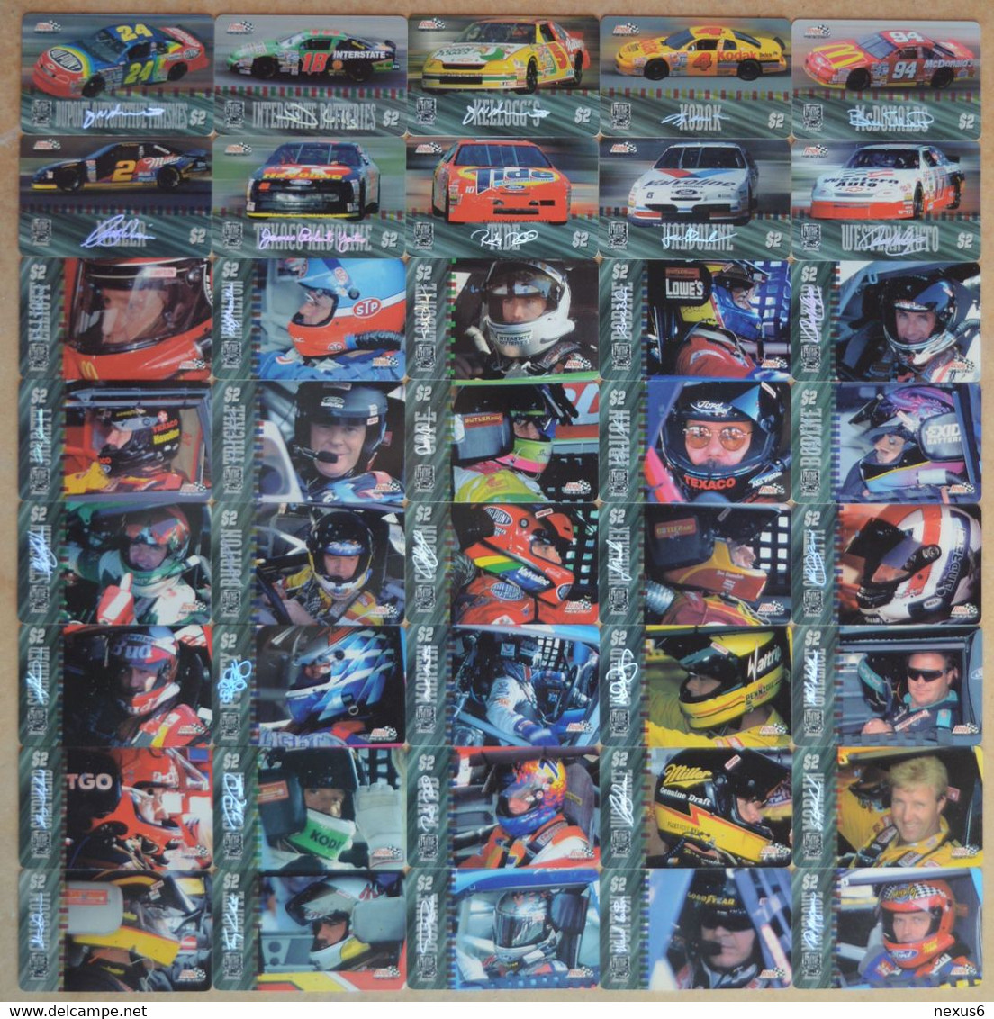 USA - Finish Line Racing - Nascar PhonePak '96 Complete Set 40 Cards (WITH Signature), Remotes 2$, 5.500ex, All Mint - Sammlungen