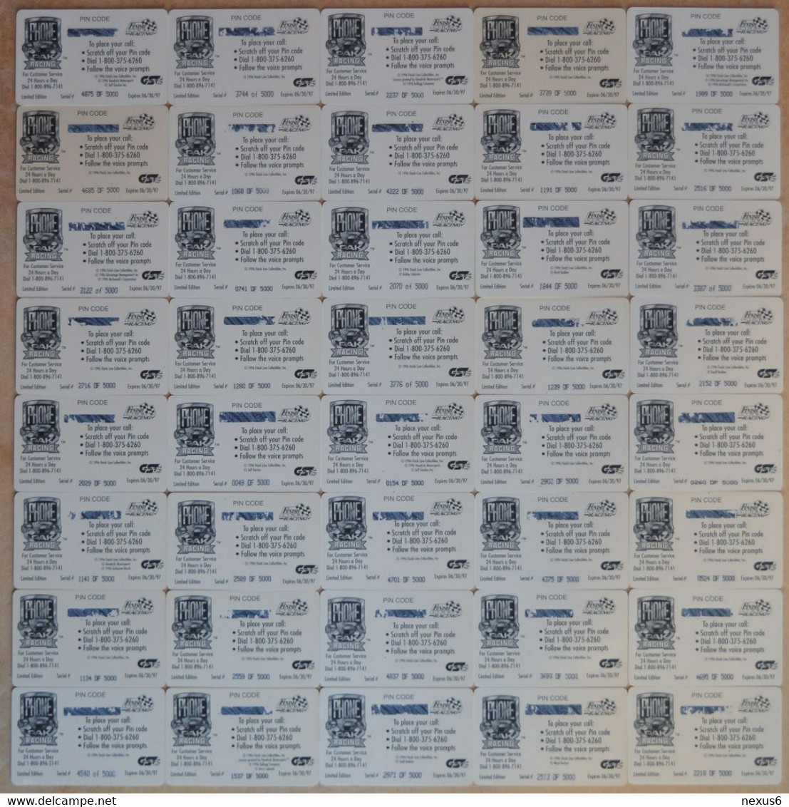 USA - Finish Line Racing - Nascar PhonePak '96 Complete Set 40 Cards (WITH Signature), Remotes 2$, 5.500ex, All Mint - Sammlungen