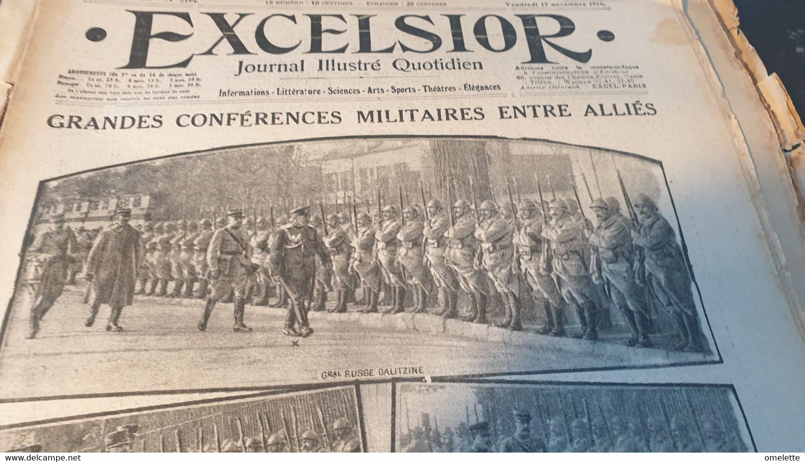 EXCELSIOR 16/CONFERENCES MILITAIRES PARIS/BRITANNIQUES SOMME /GENERAL ITALIEN PORRO GENERAL SERBE RACHITCH - Informations Générales