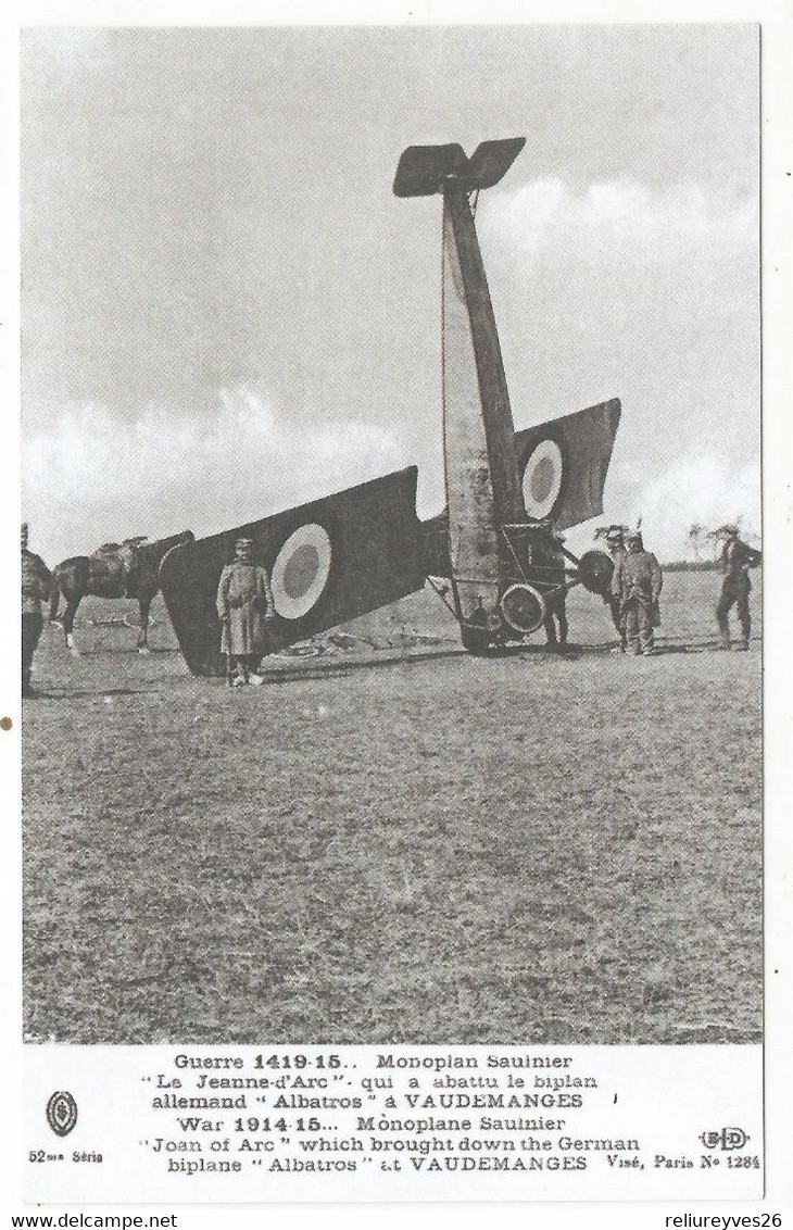 CPA,Th.Transp. N°1284, Monoplan Sauinier," Le Jeanne D' Arc " Qui A Abattu Le Biplan ,Allemand " Albatros" à Vaudemanges - Accidentes