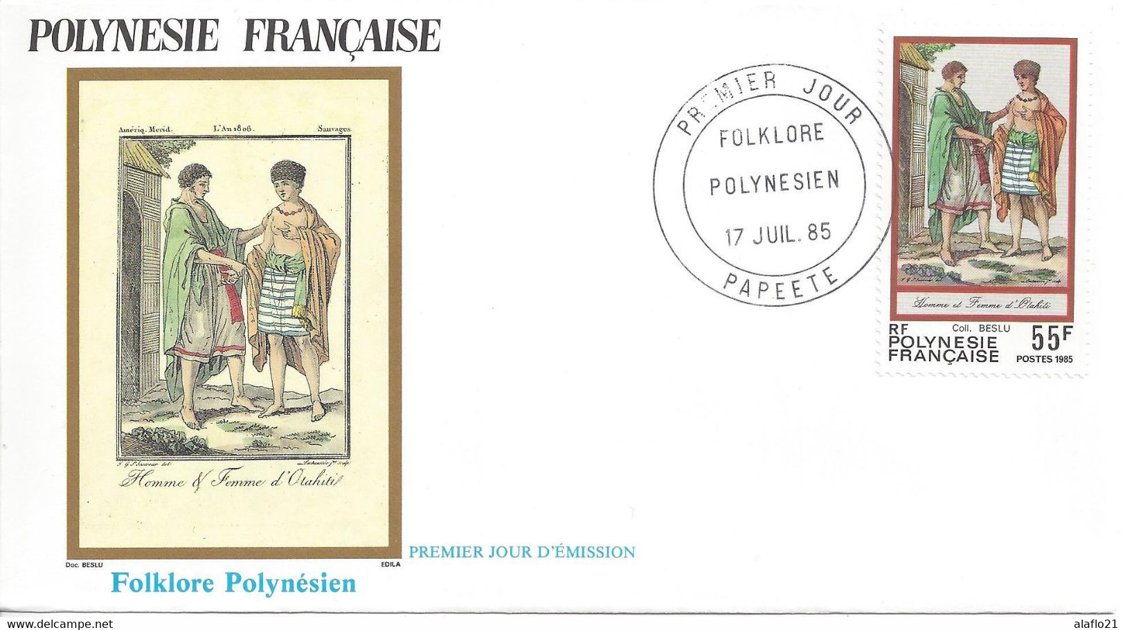 POLYNESIE - ENVELOPPE 1er JOUR N° 239 - FOLKLORE POLYNESIEN - COUPLE - FDC