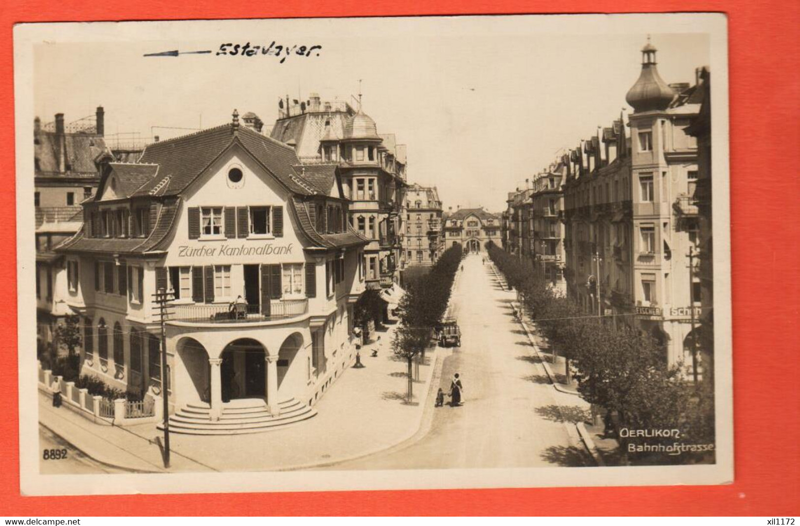 EAGR-17  Oerlikon  Bahnhofstrasse . Zürcher Kantonalbank. GElaufen 1928 Nach Estavayer Freiburg - Oerlikon