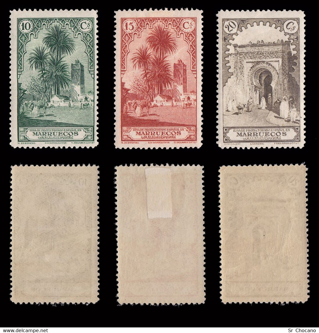 España.MARRUECOS.1928 Paisajes Monumentos.11 Valores MNH-MH.Edifil 105-115/118 - Marruecos Español