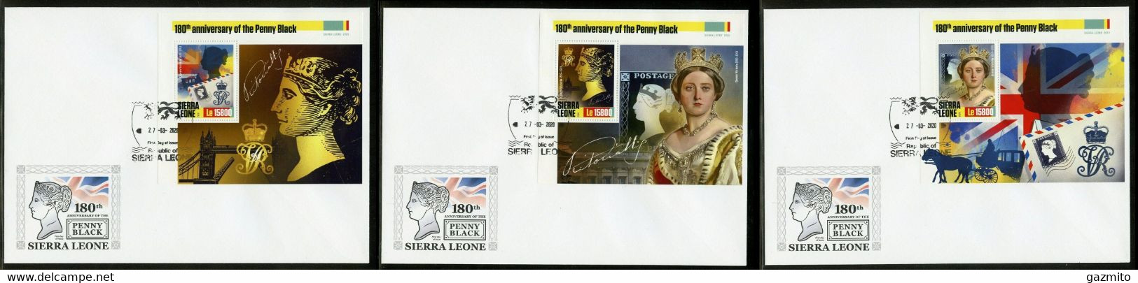 Sierra Leone 2020, 180th Penny Black, Queen Victoria, Carriage, Bridge, 4val In BF+BF In 3FDC - Diligences