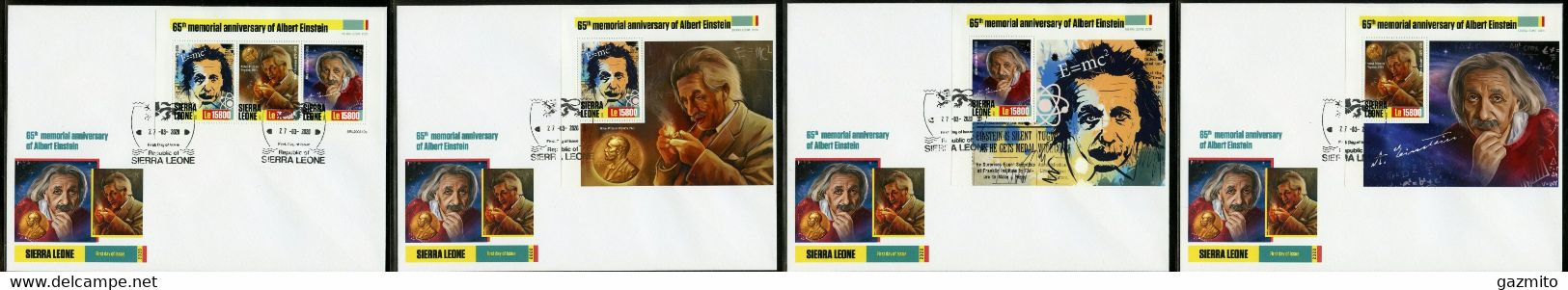 Sierra Leone 2020, Eistein, 4val In BF+BF In 4FDC - Albert Einstein