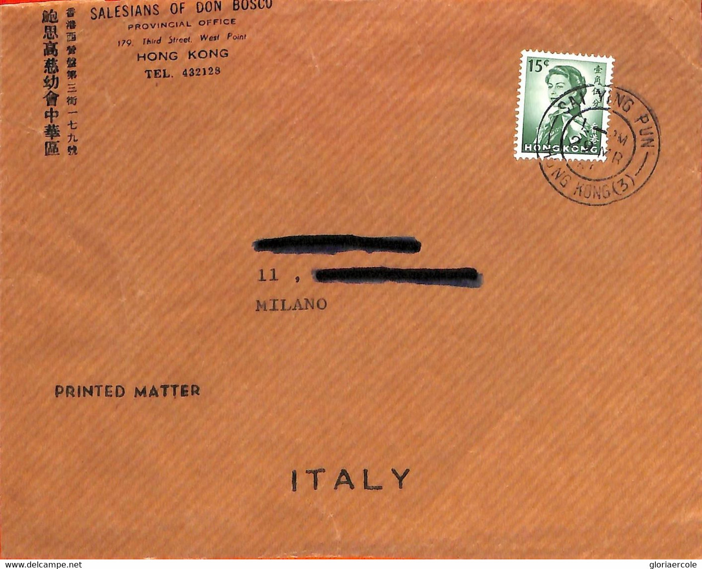 Aa6769 - HONG KONG - POSTAL HISTORY -  COVER From SAI YUNG PUN To ITALY   1951 - Storia Postale