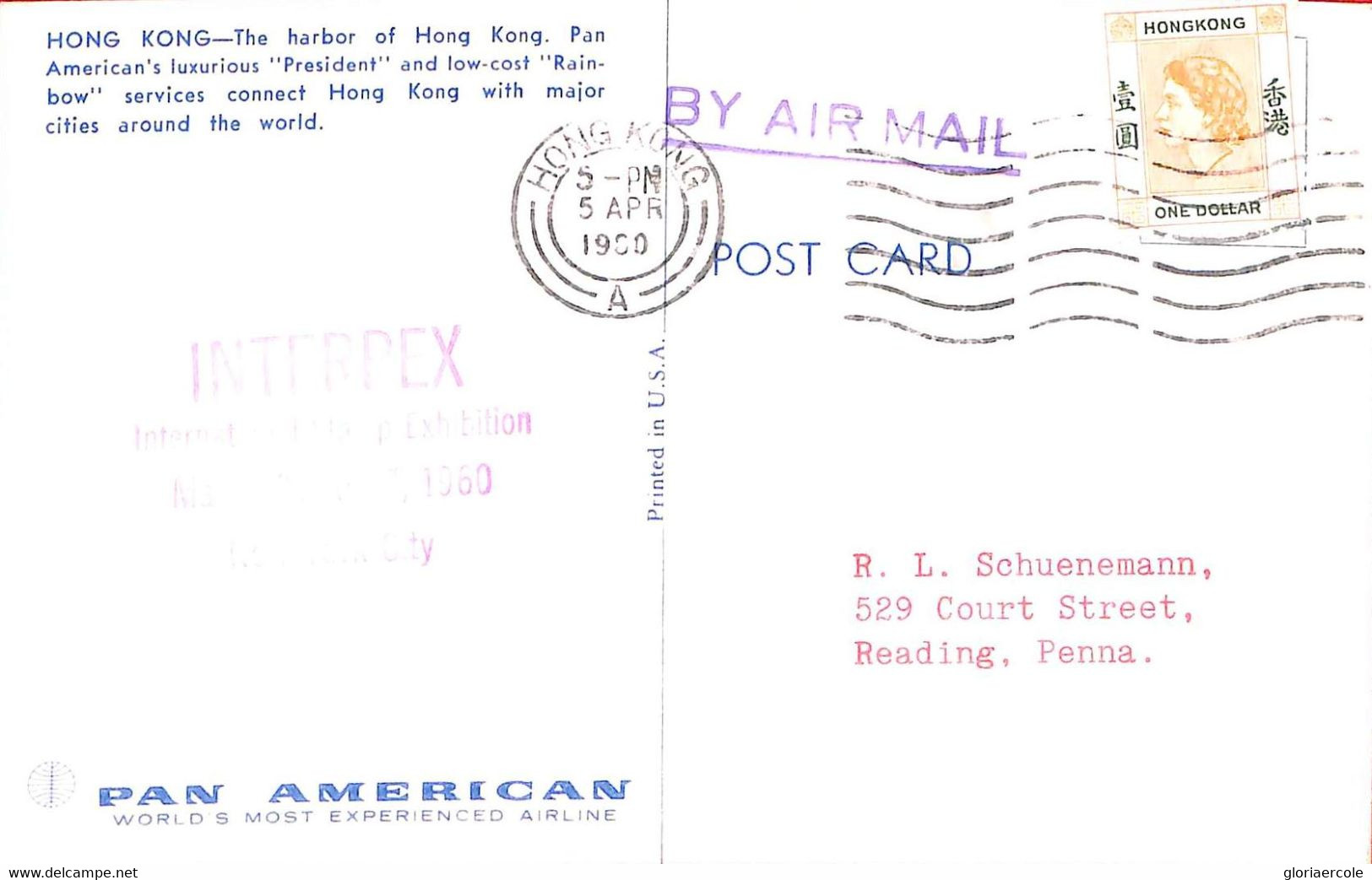 Aa6777 - HONG KONG - POSTAL HISTORY -   POSTCARD To The USA - 1960 - Covers & Documents