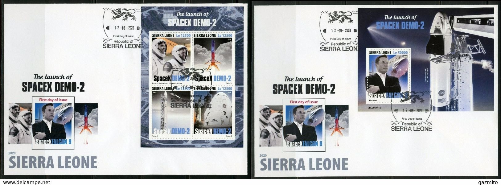 Sierra Leone 2020, Space X Demo, 4val In BF+BF In 2FDC - Afrique