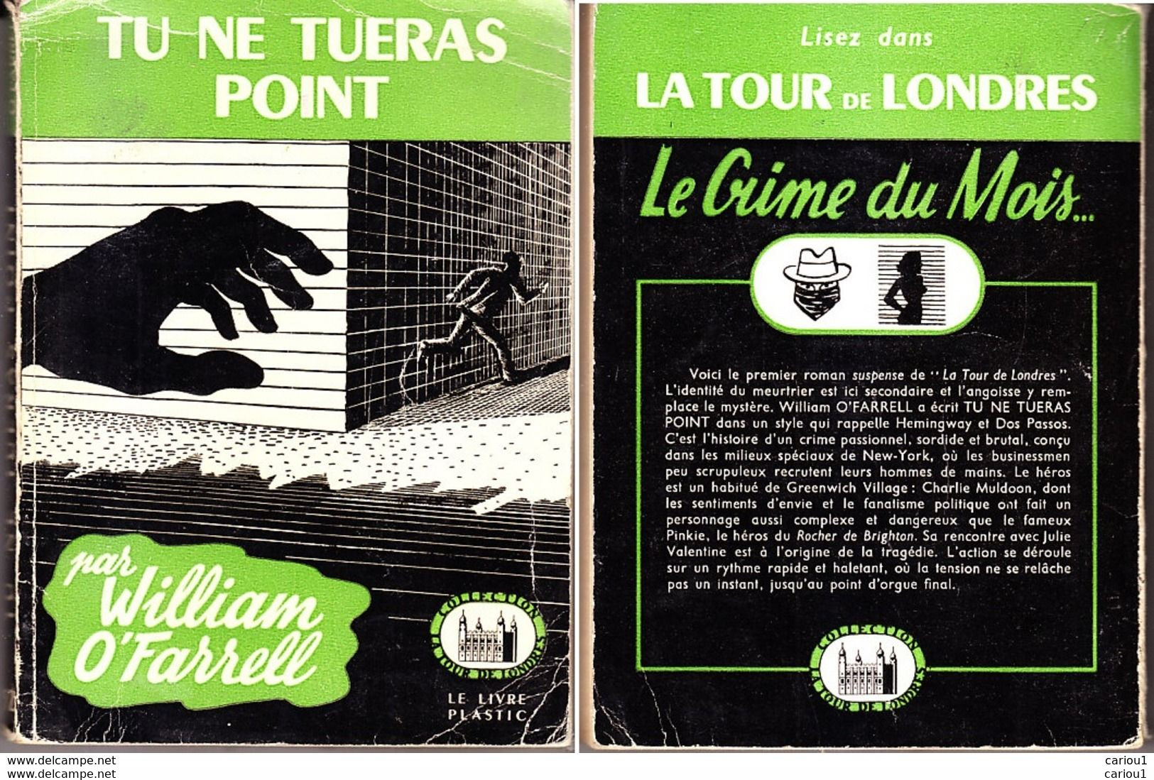 C1  William O FARRELL Tu Ne Tueras Point EO 1950 Thin Edge Of Violence  Port Inclus France - Livre Plastic - La Tour De Londres