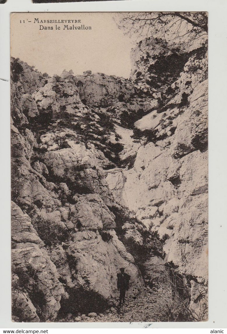 CPA  13 MARSEILLEVEYRE - Dans Le Malvallon   CIRCULEE 1 AOUT 1911//Animée - Quartiers Sud, Mazargues, Bonneveine, Pointe Rouge, Calanques