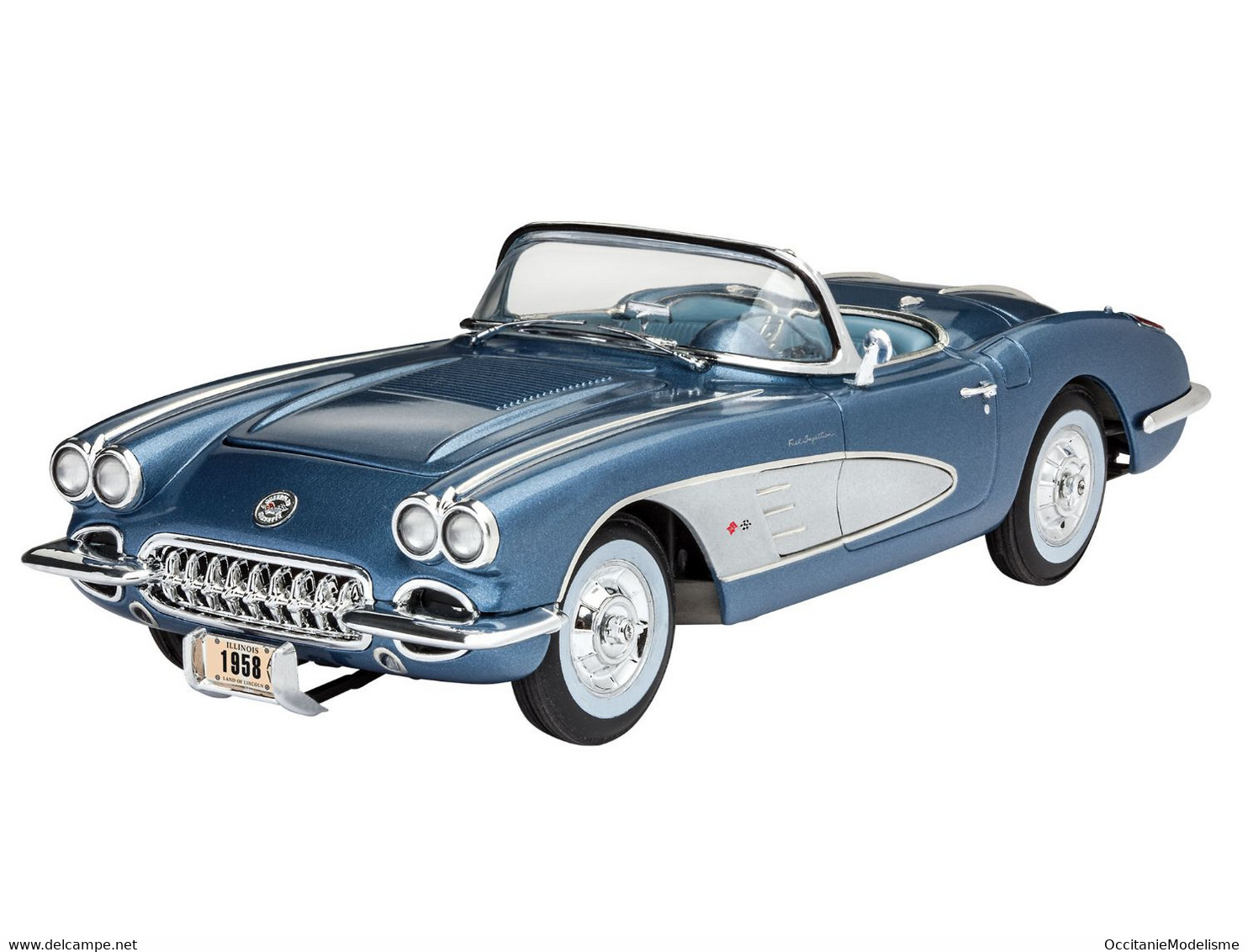 Revell - SET CHEVROLET CORVETTE Roadster 1958  + Peintures + Colle Maquette Kit Plastique Réf. 67037 Neuf NBO 1/25 - Carros