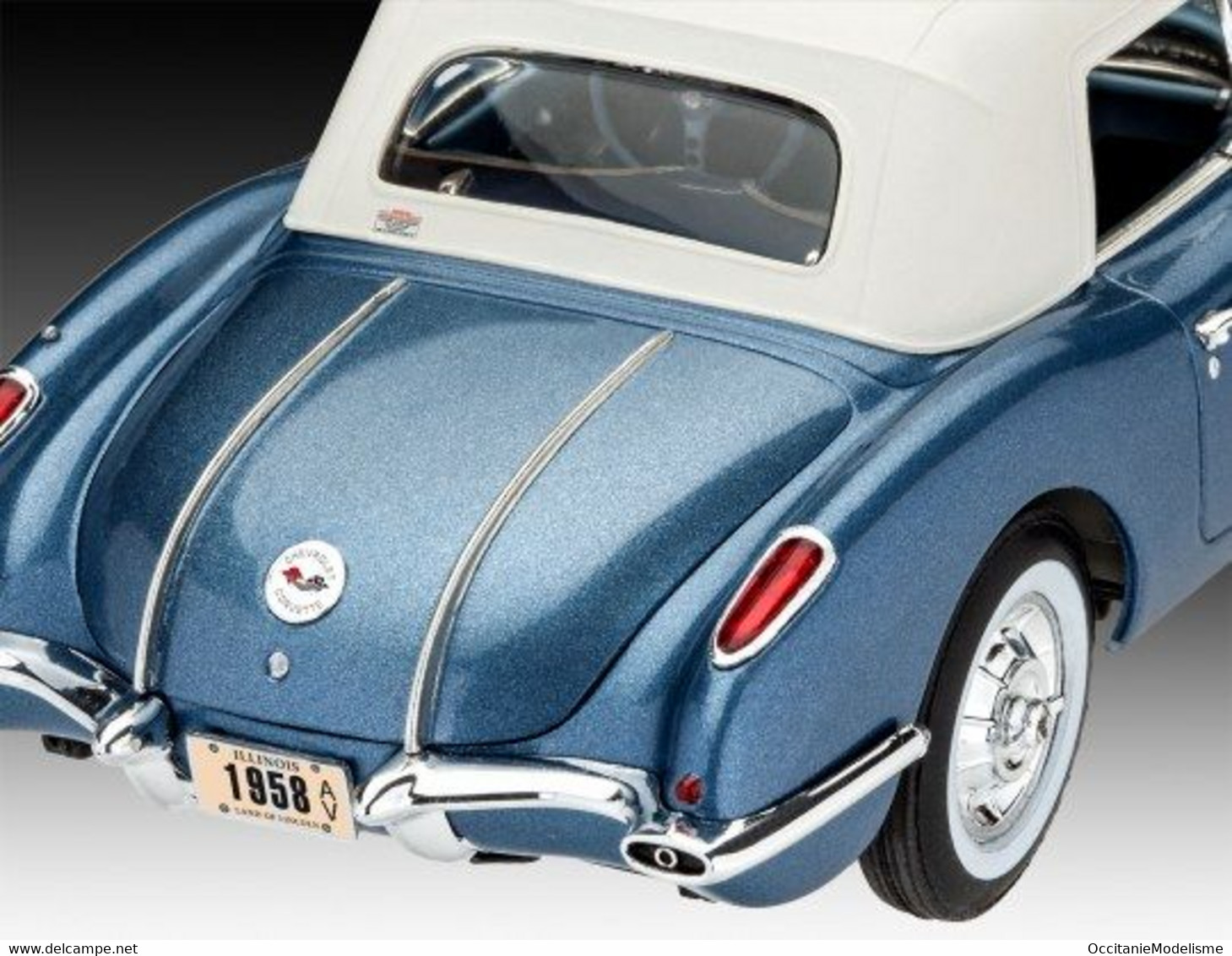 Revell - SET CHEVROLET CORVETTE Roadster 1958  + Peintures + Colle Maquette Kit Plastique Réf. 67037 Neuf NBO 1/25 - Cars