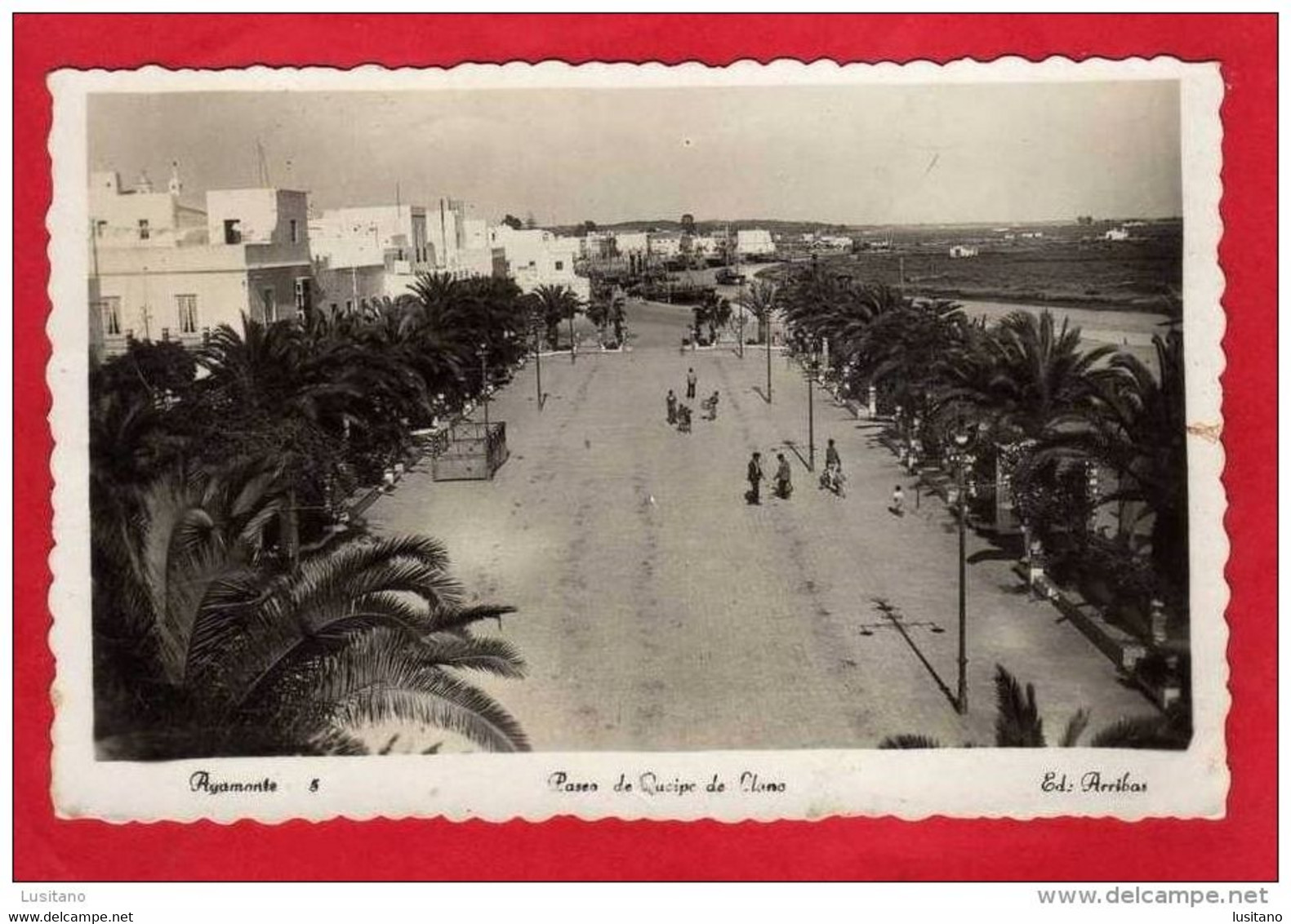 Ayamonte - Paseo De Queipo De Llano - Sello Stamp 1951 España - Huelva