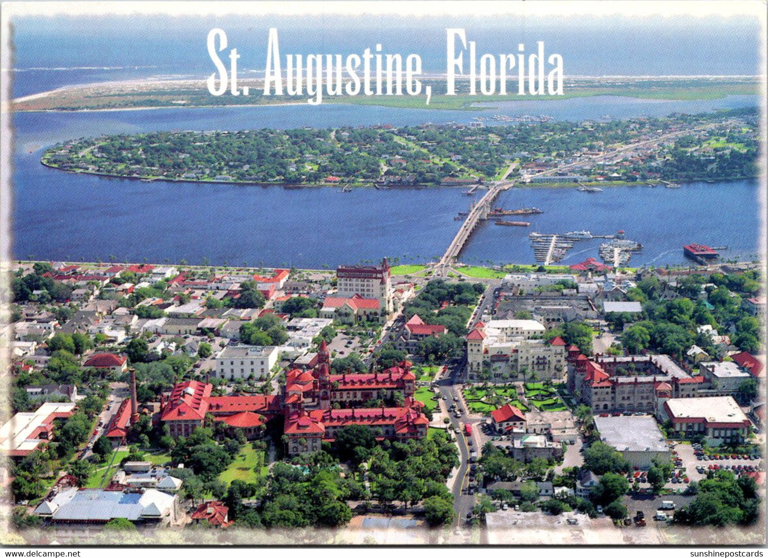 Florida St Augustine Aerial View Showing Anastasia Island - St Augustine