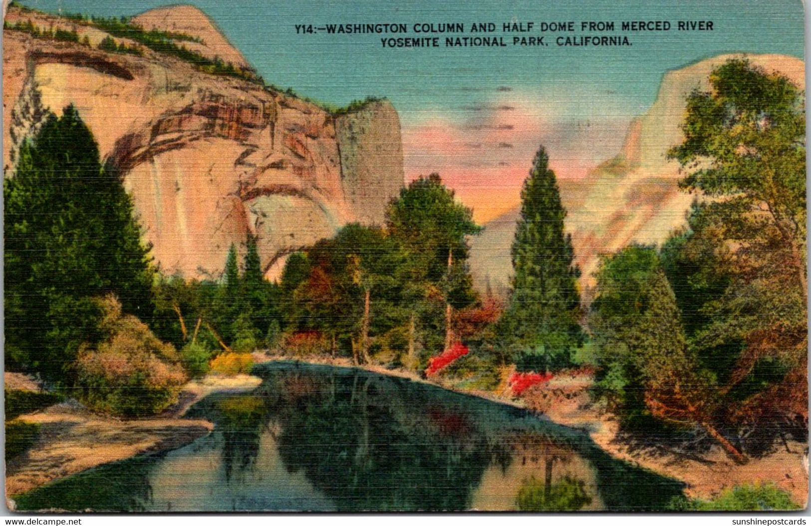 California Yosemite National Park Washington Column And Half Dome From Merced River 1939 - Yosemite