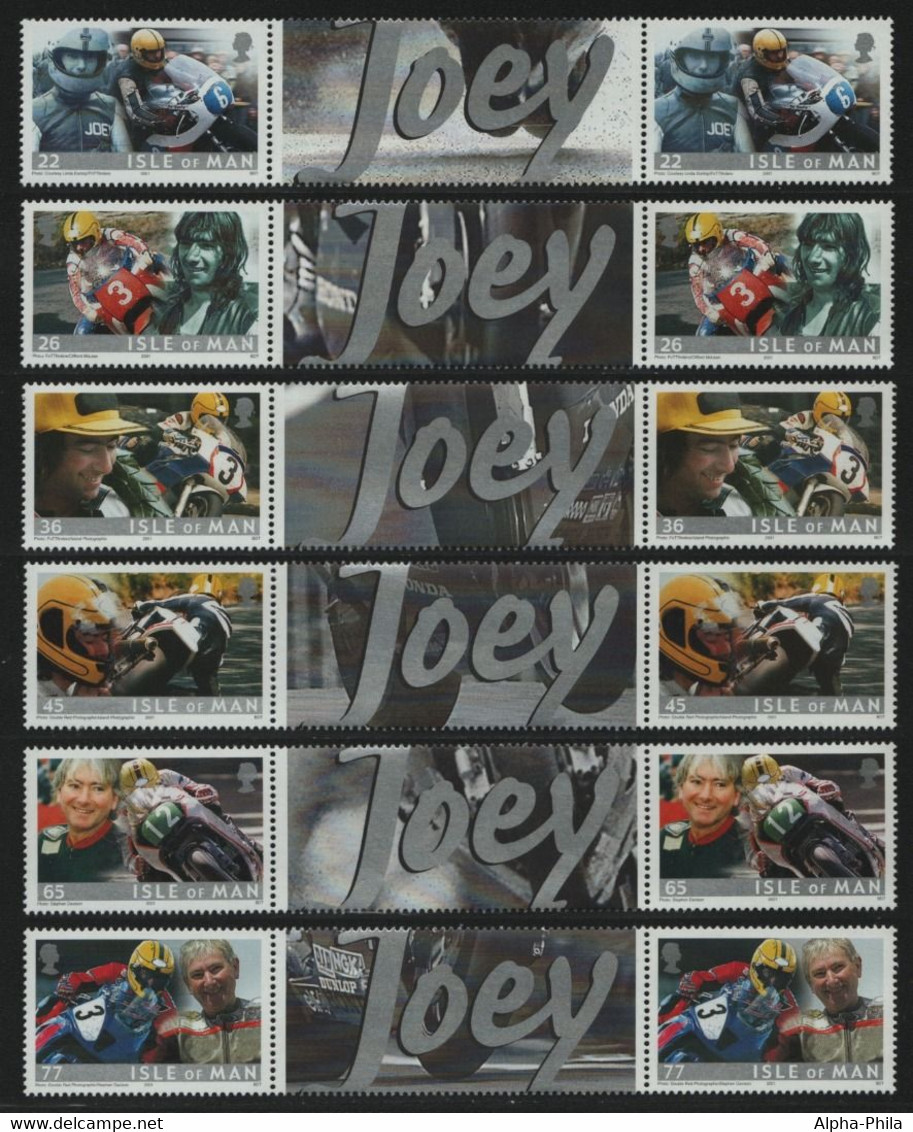 Isle Of Man 2001 - Mi-Nr. 921-926 ** - MNH - Zwischensteg - Motorrad (I) - Isle Of Man