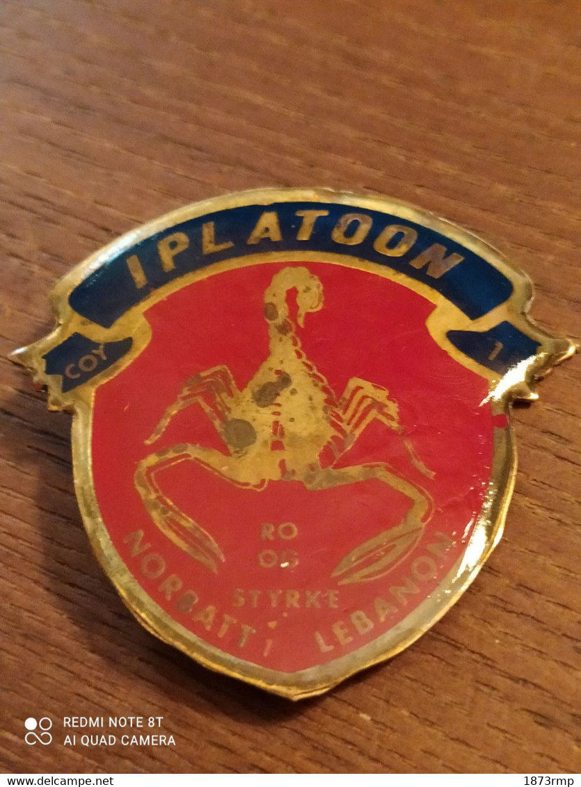 INSIGNE NORBATT I, 1 PLATOON, FINUL NORVEGE LIBAN, Fabrication Locale - Army